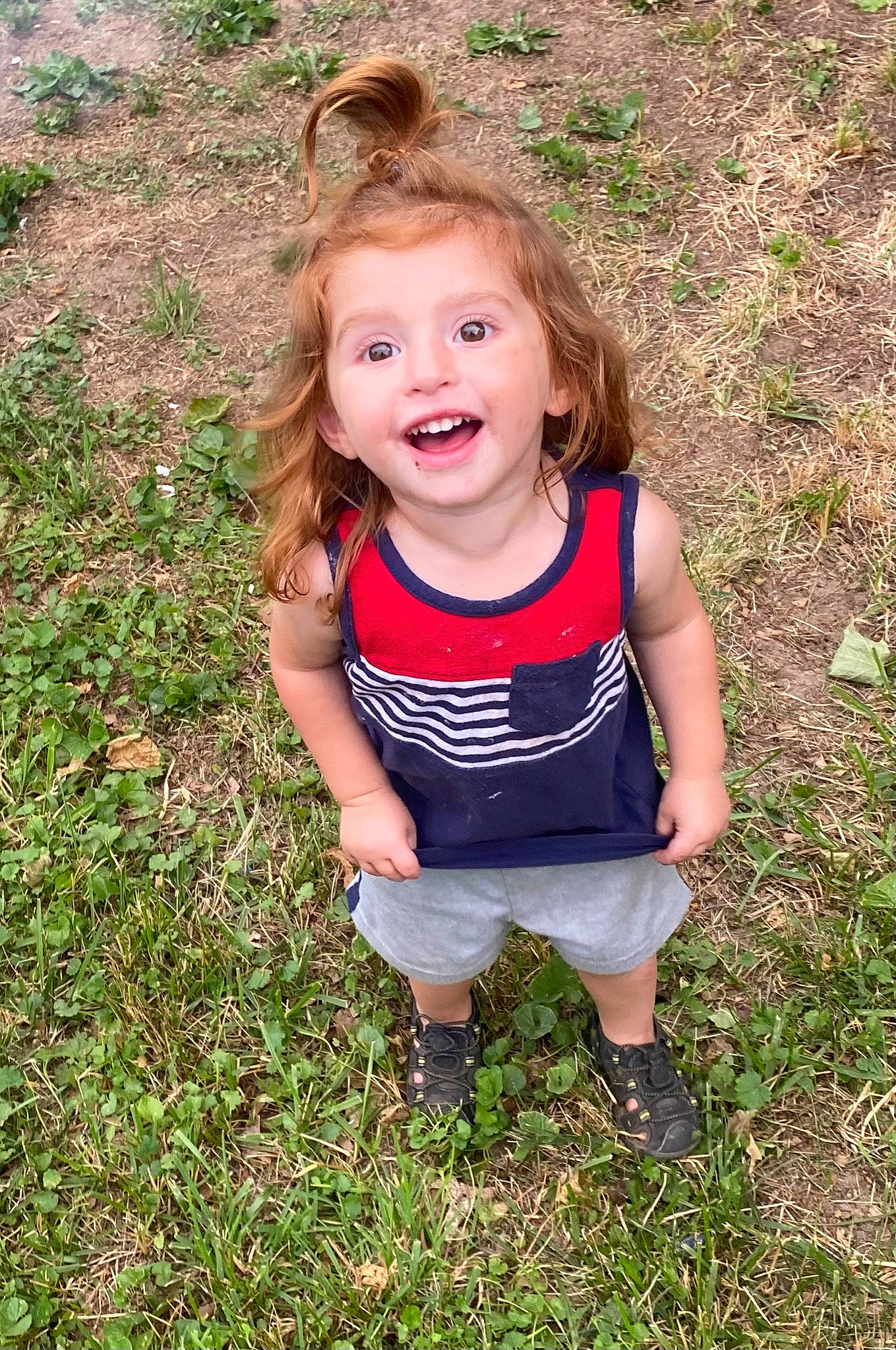 Alaric joined the competition — help win amazing prizes! baby_toddler_clothing, eye, flash_photography, fun, grass, hair, hand, happy, head, human_body, mammal, meadow, people_in_nature, person, plant, skin, smile, summer, toddler, tree