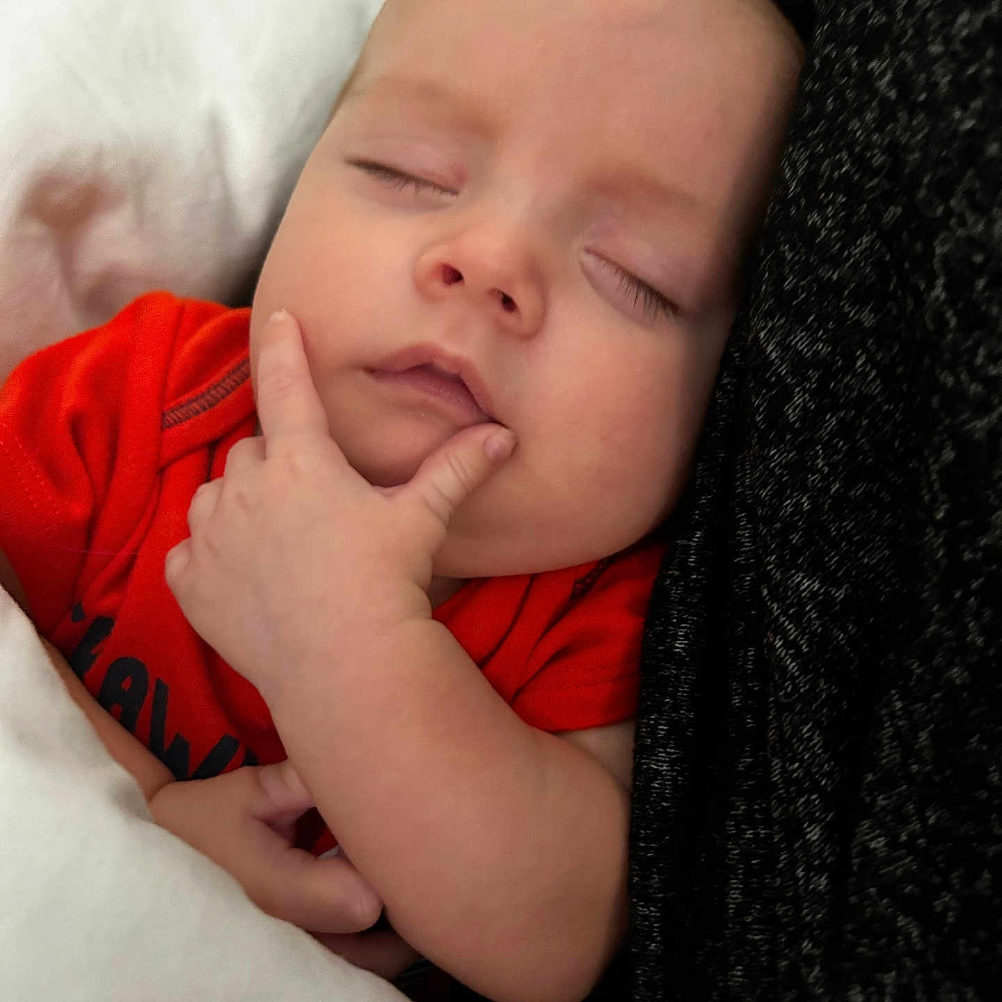 Tristan joined the competition — help win amazing prizes! baby, bed, bedroom, blanket, bodypart, cushion, face, finger, furniture, hand, head, homedecor, indoors, newborn, person, photography, portrait, quilt, room, sleeping