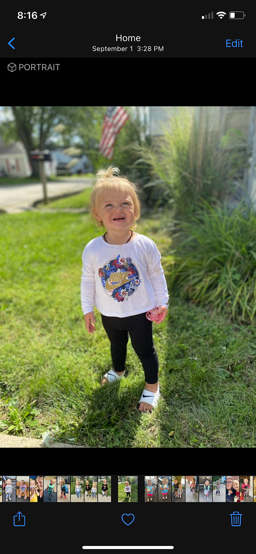 Laikyn joined the competition — help win amazing prizes! baby_toddler_clothing, clothing, flag, fun, grass, grassland, happy, joy, lawn, leaf, leisure, people_in_nature, person, pink, plant, sleeve, smile, summer, t_shirt, terrestrial_plant