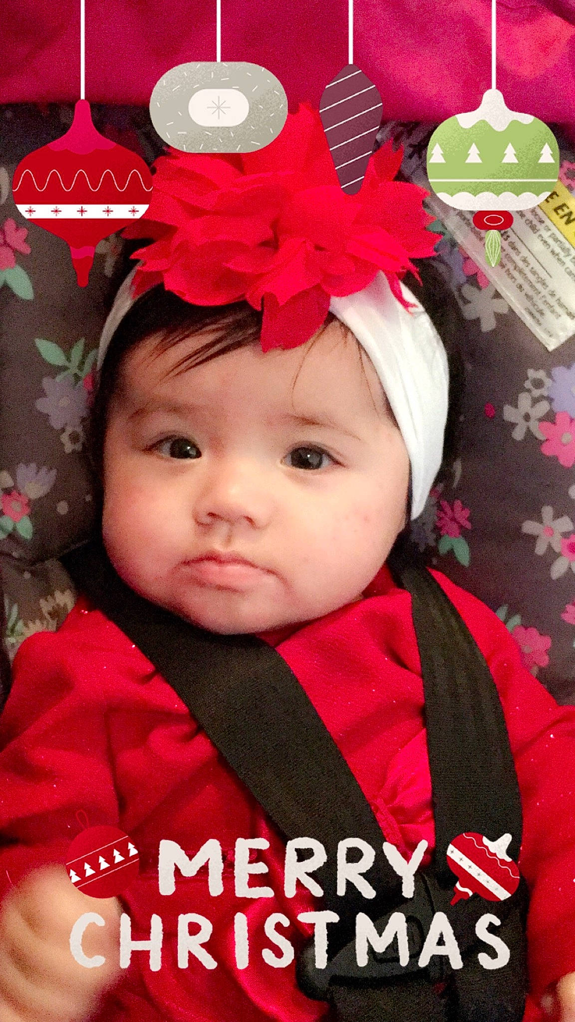 Emry is registered to the contest to win money with this photo: child, christmas, day, hair_accessory, headband, headgear, infant, person, photo_caption, product, red, toddler