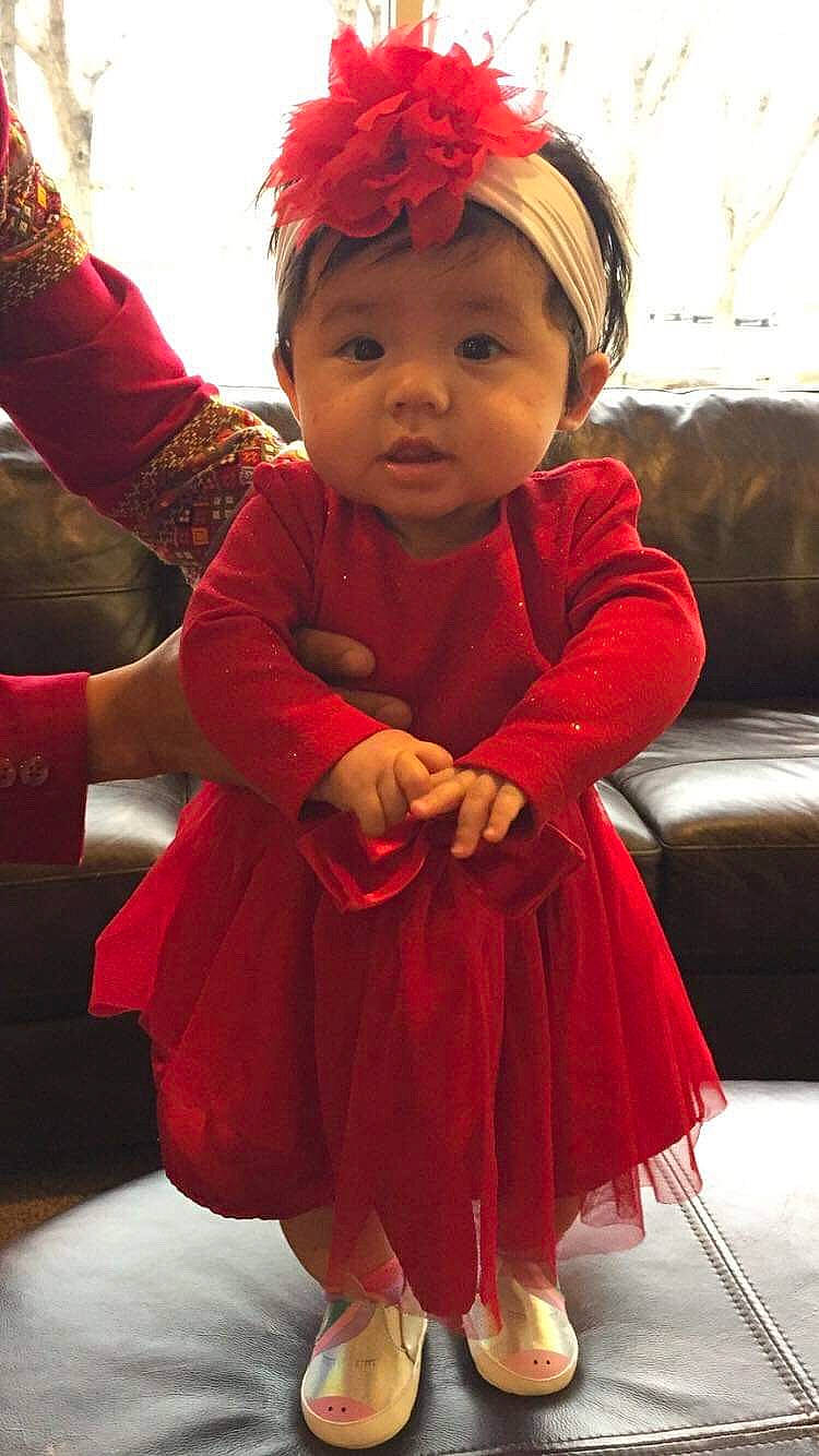 Emry joined the competition — help win amazing prizes! child, costume, girl, hair_accessory, happiness, headgear, infant, person, red, smile, toddler