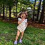 backyard, child, cute, fashion, fence, flower_pattern, grass, headband, house, nature, outdoor, pose, purple_shoes, romper, summer, sunglasses, sunlight, thinking, toddler, trees