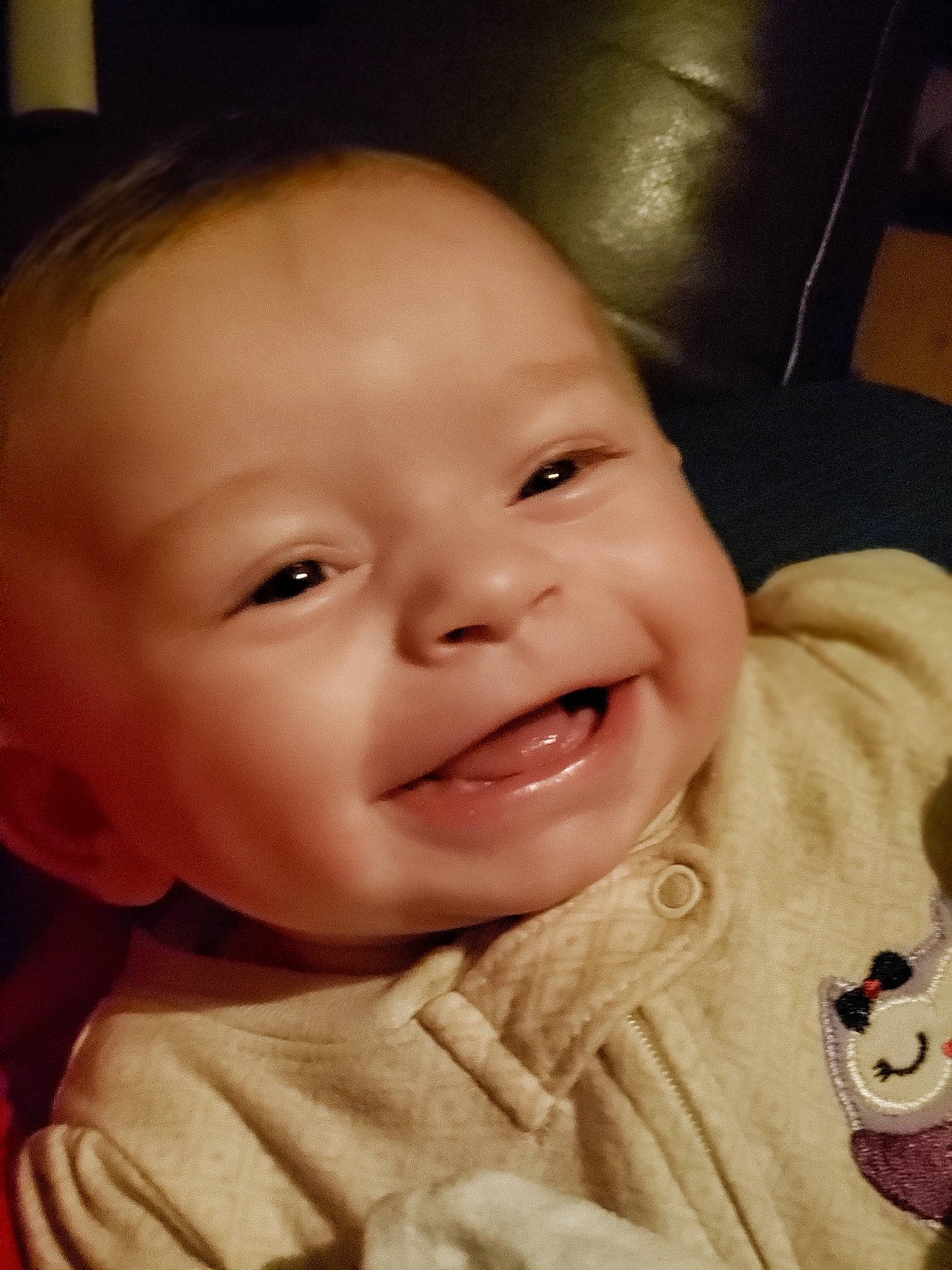 Adriana is registered to the contest to win money with this photo: baby, baby_making_funny_faces, beauty, cheek, child, chin, eye, eyebrow, face, facial_expression, forehead, head, laugh, lip, mouth, nose, organ, person, skin, smile