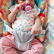 Rosalia joined the competition — help win amazing prizes! baby, baby_accessories, baby_girl, baby_seat, child, colorful_blanket, comfort, cozy, cute, expression, floral_pattern, indoors, infant, newborn, pacifier, pink_clothing, portrait, resting, socks, soft_toys