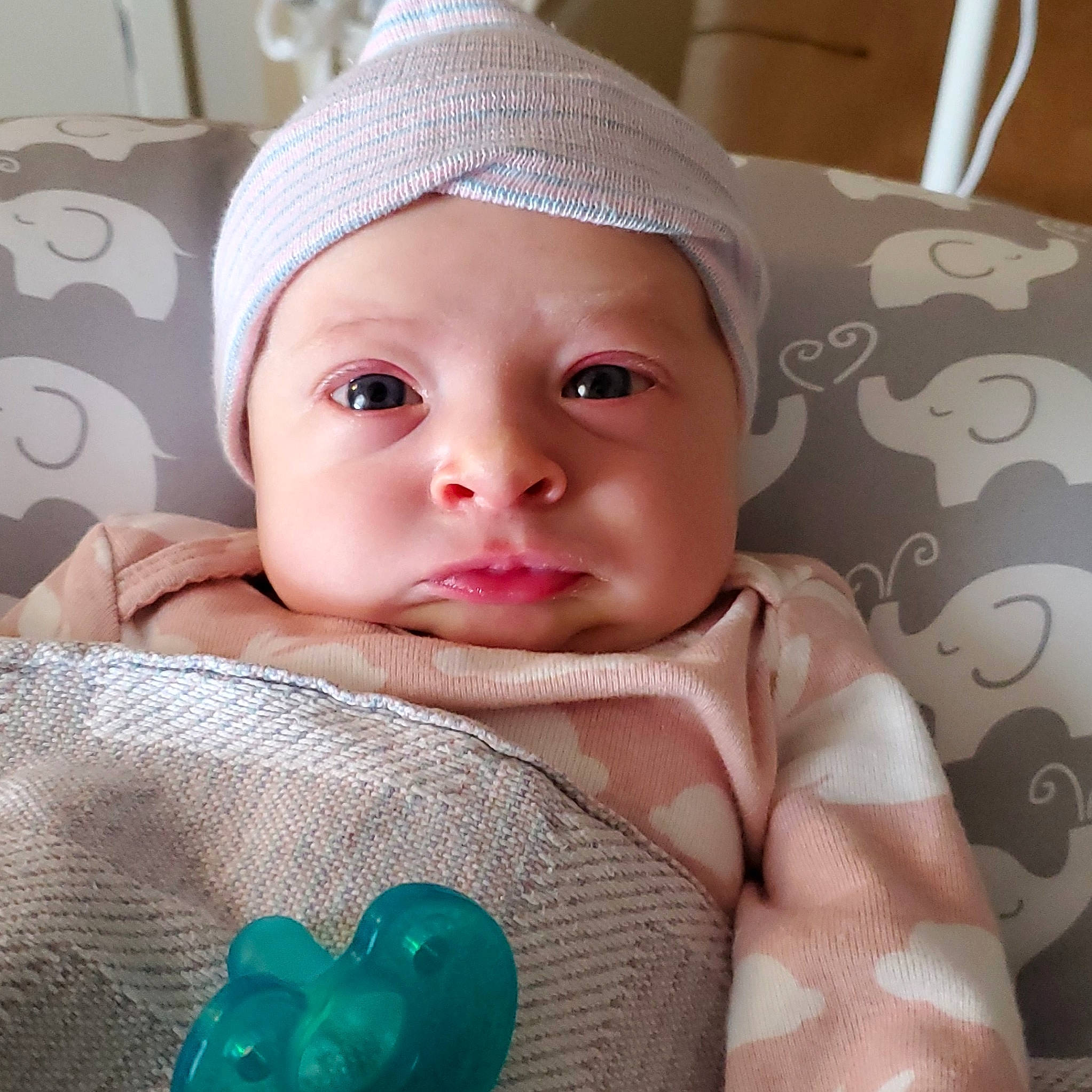 Addyson joined the competition — help win amazing prizes! baby, baby_sleeping, cheek, child, eye, face, head, headgear, headwear, linens, lip, mouth, person, product, skin, toddler