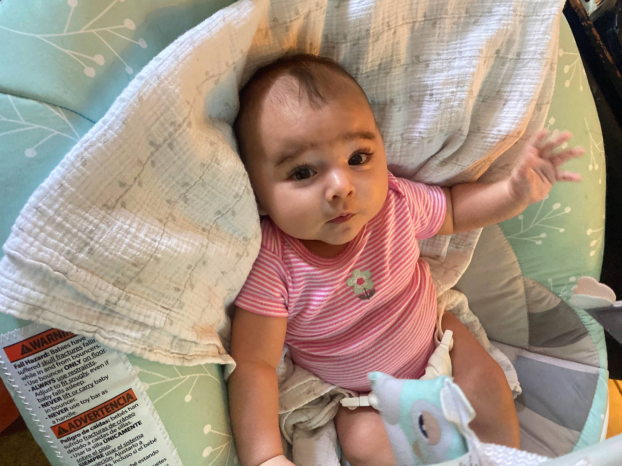 Leah joined the competition — help win amazing prizes! baby, baby_carriage, baby_products, baby_toddler_clothing, car_seat, child, comfort, facial_expression, hairstyle, happy, lap, leisure, linens, person, publication, sharing, sitting, skin, textile, thumb