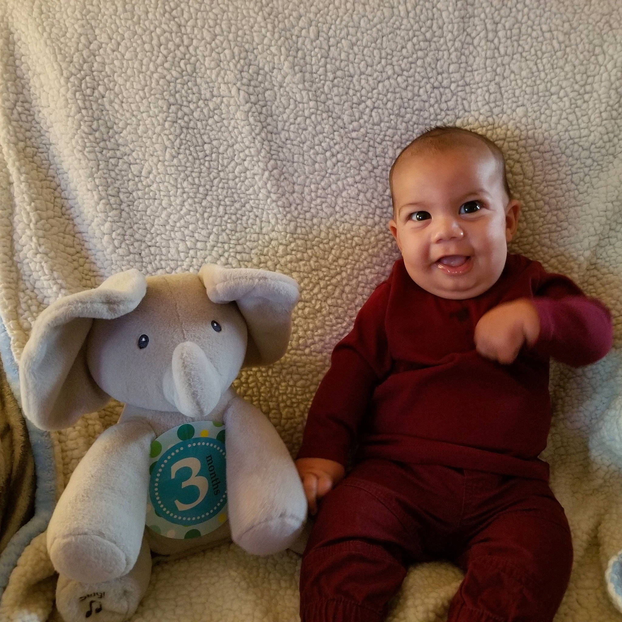 Rayshaun Jr joined the competition — help win amazing prizes! baby, baby_toys, child, ear, fawn, head, joy, person, plush, room, skin, smile, stuffed_toy, toddler, toy