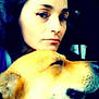 Charlie Booger joined the competition — help win amazing prizes! person, dog, indoor, cuddle, portrait, face, animal, pet, calm, closeup, casual, human, mammal, companion, friendship, relaxation, head, expression, comfort, bond