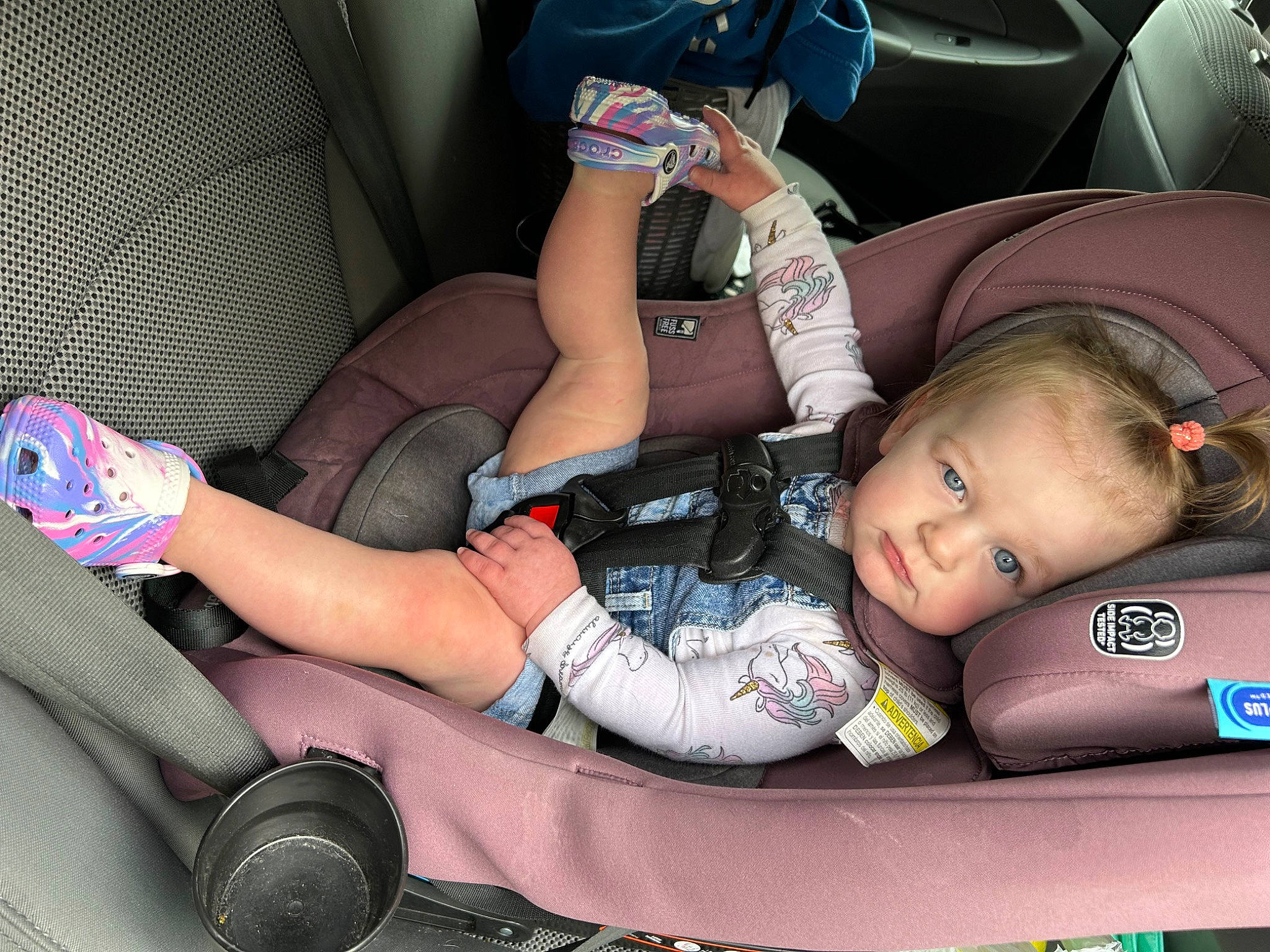 Sylvie joined the competition — help win amazing prizes! arm, auto_part, automotive_design, baby_carriage, baby_in_car_seat, baby_products, car_seat, comfort, fun, human_leg, knee, lap, leg, motor_vehicle, person, personal_protective_equipment, thigh, tire, toddler, vehicle_door