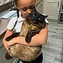 affection, appliance, braided_hair, cabinet, cat, child, collar, countertop, cute, feline, flooring, girl, gold_chain, holding, indoor, kitchen, love, pet, portrait, siamese_cat