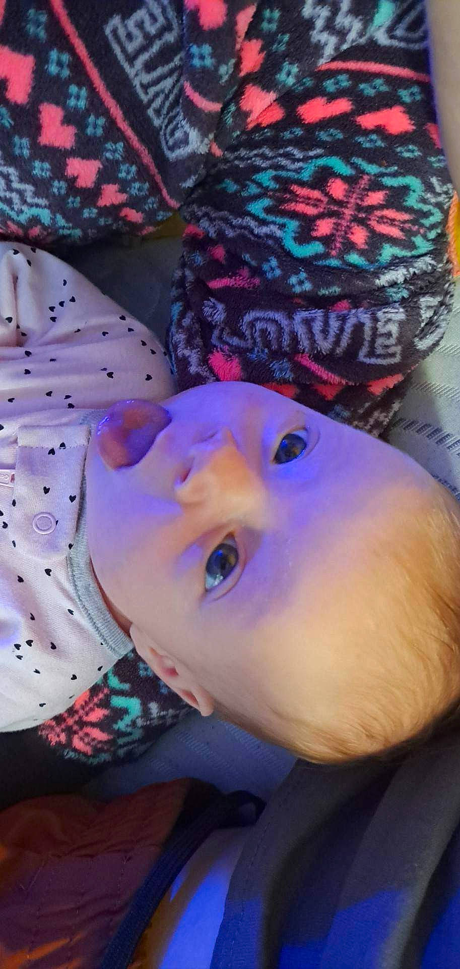 Ava joined the competition — help win amazing prizes! baby, baby_toddler_clothing, blue, cheek, child, electric_blue, event, eyelash, fun, happy, hat, linens, magenta, pattern, person, pink, purple, smile, toddler, violet