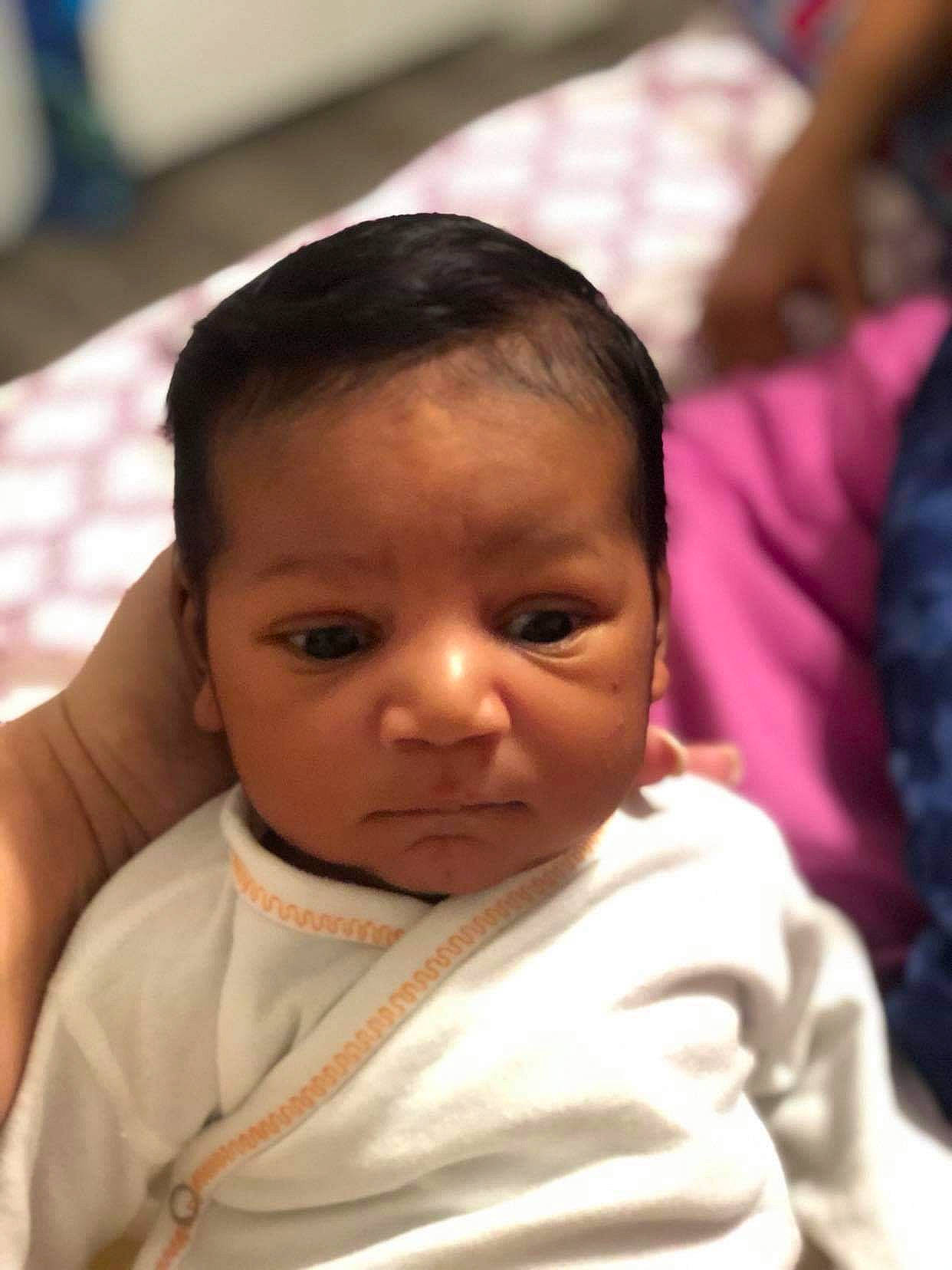 Johnnie joined the competition — help win amazing prizes! baby, black_hair, cheek, child, eye, face, forehead, head, lip, mouth, nose, person, skin, smile, toddler