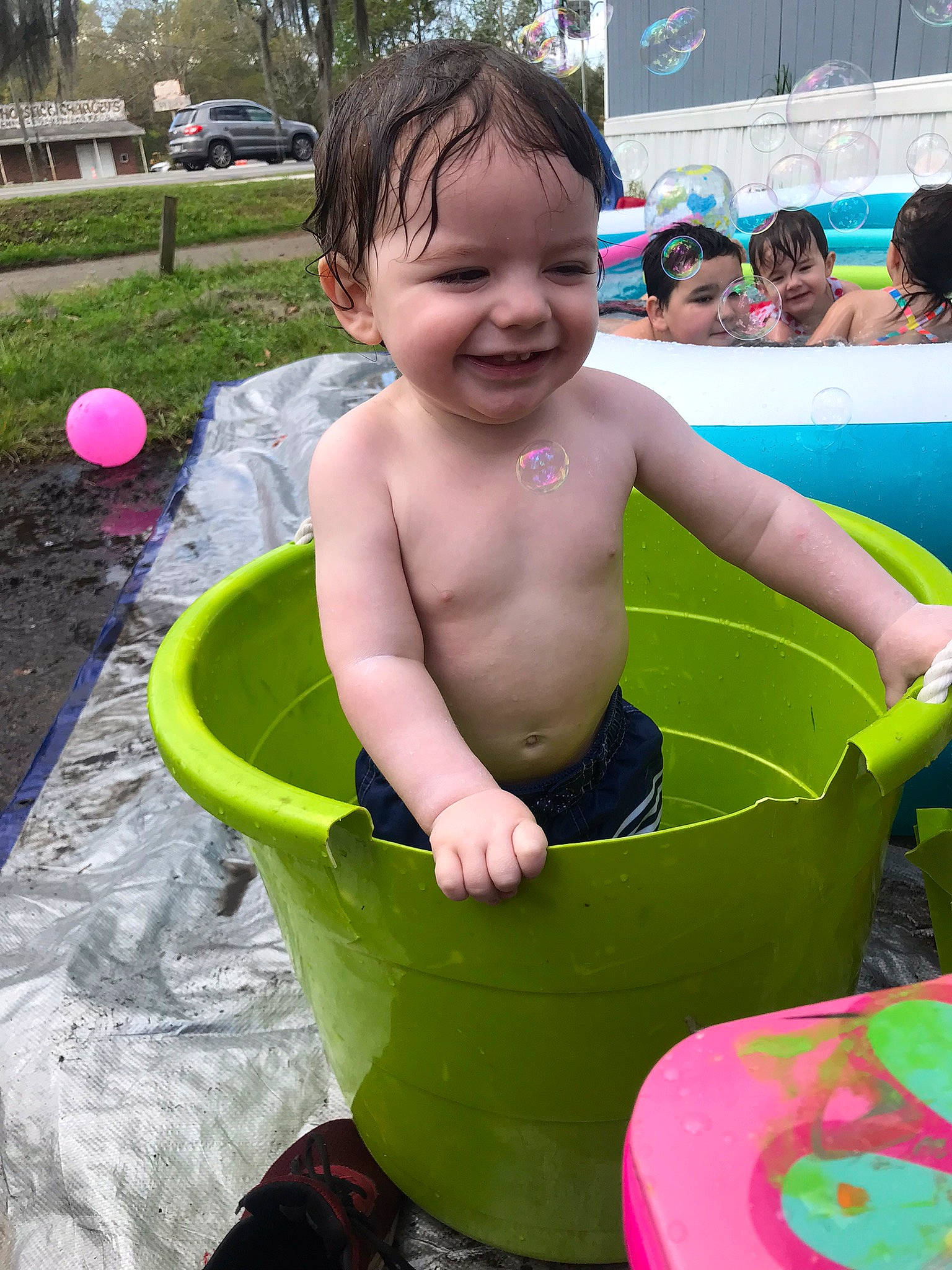 Jet joined the competition — help win amazing prizes! baby, baby_products, bathing, chest, child, fun, games, grass, happy, joy, leisure, person, plant, plastic, play, recreation, smile, toddler, tree, vacation