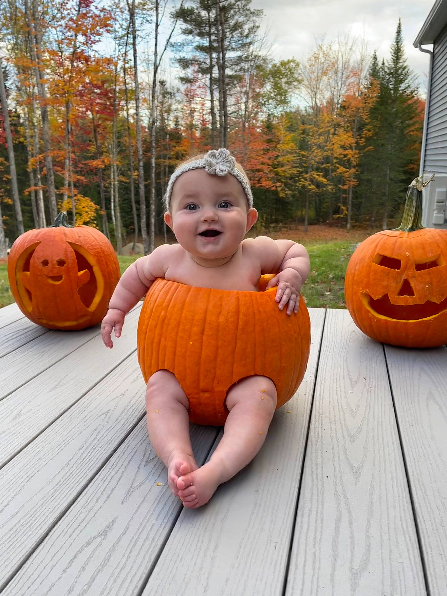 Brianna is registered to the contest to win money with this photo: baby_toddler_clothing, calabaza, cucurbita, face, fun, gourd, grass, happy, headwear, jack_o_lantern, orange, person, plant, pumpkin, sky, smile, squash, toddler, tree, vegetable