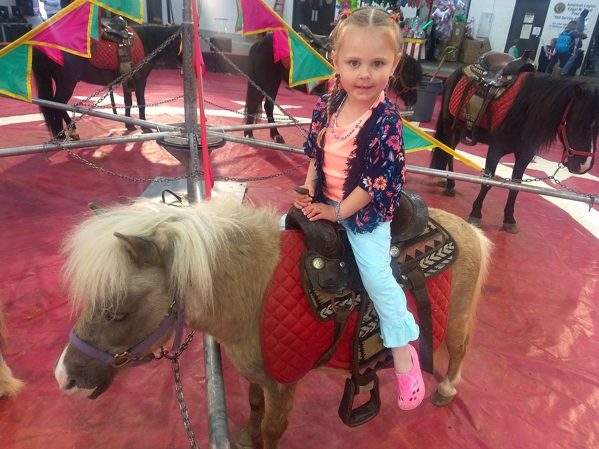 Jorja joined the competition — help win amazing prizes! bridle, child, event, fun, horse, horse_tack, livestock, mane, mare, pack_animal, person, pony, recreation, rein, smile, vacation, working_animal