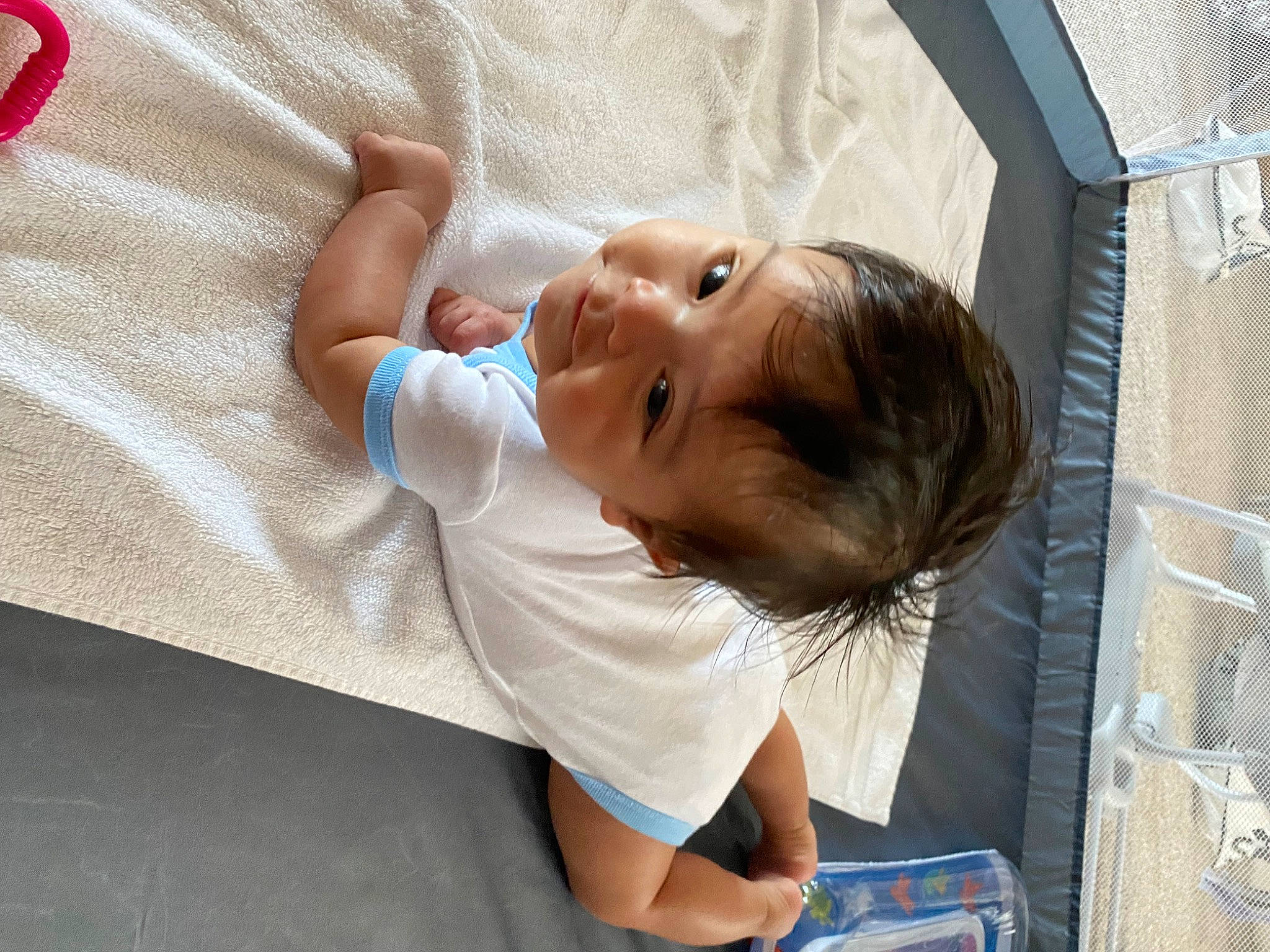 Ethan joined the competition — help win amazing prizes! baby, baby_products, baby_toddler_clothing, child, comfort, elbow, finger, foot, happy, human_leg, leisure, mouth, nose, person, room, skin, sleeve, smile, toddler, vacation