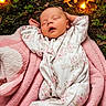 baby, blanket, cozy, cute, fairy_tale, flora, floral_pattern, footed_pajamas, forest_floor, glowing, infant, mushrooms, nature, newborn, outdoor, peaceful, pink, relaxation, sleeping, soft