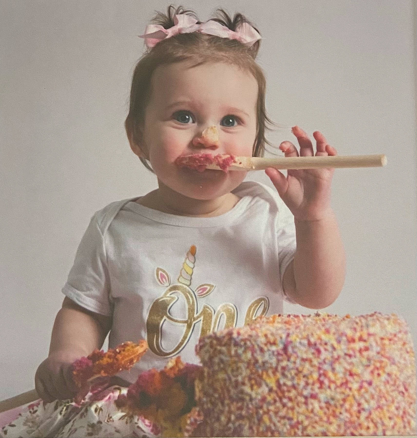 Hannah joined the competition — help win amazing prizes! baby_toddler_clothing, birthday_candle, cake, cake_decorating, cuisine, eyelash, eyewear, finger, food, hairstyle, happy, head, ingredient, person, recipe, sleeve, smile, sweetness, t_shirt, tableware