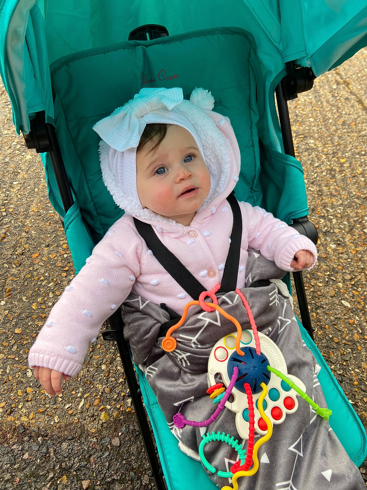 Hannah joined the competition — help win amazing prizes! baby, baby_carriage, baby_products, baby_safety, baby_toddler_clothing, blue, child, comfort, fun, grass, green, happy, headwear, jacket, leisure, person, photograph, product, sleeve, snapshot