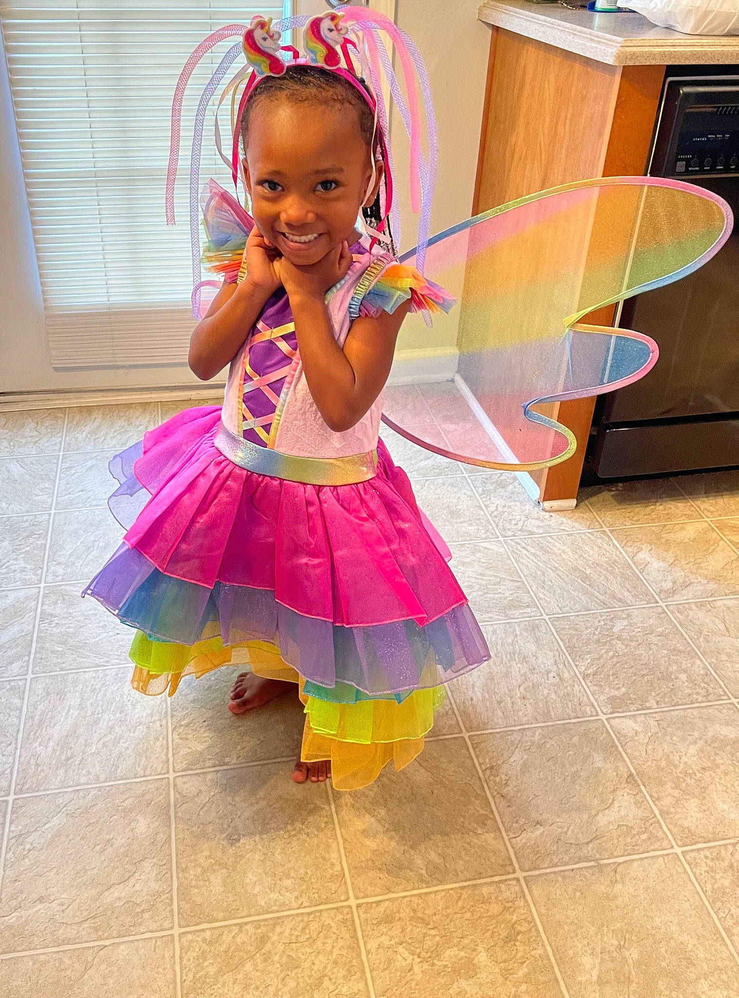 Kinley joined the competition — help win amazing prizes! baby_toddler_clothing, child, costume, dance, dancer, dress, entertainment, event, fashion_accessory, flooring, fun, happy, joy, magenta, mythical_creature, party_supply, person, pink, purple, ruffle