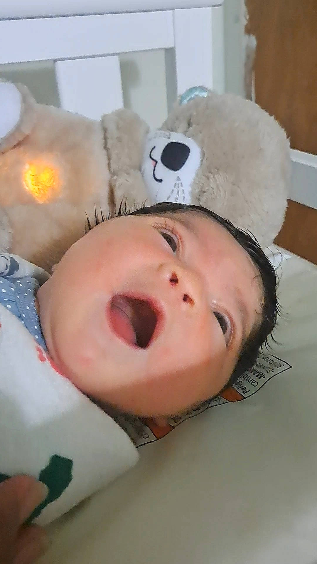 Lucy is registered to the contest to win money with this photo: baby, baby_toddler_clothing, cheek, child, comfort, eyebrow, eyelash, fun, fur, happy, headwear, helmet, linens, lip, nose, person, plush, room, stuffed_toy, teddy_bear