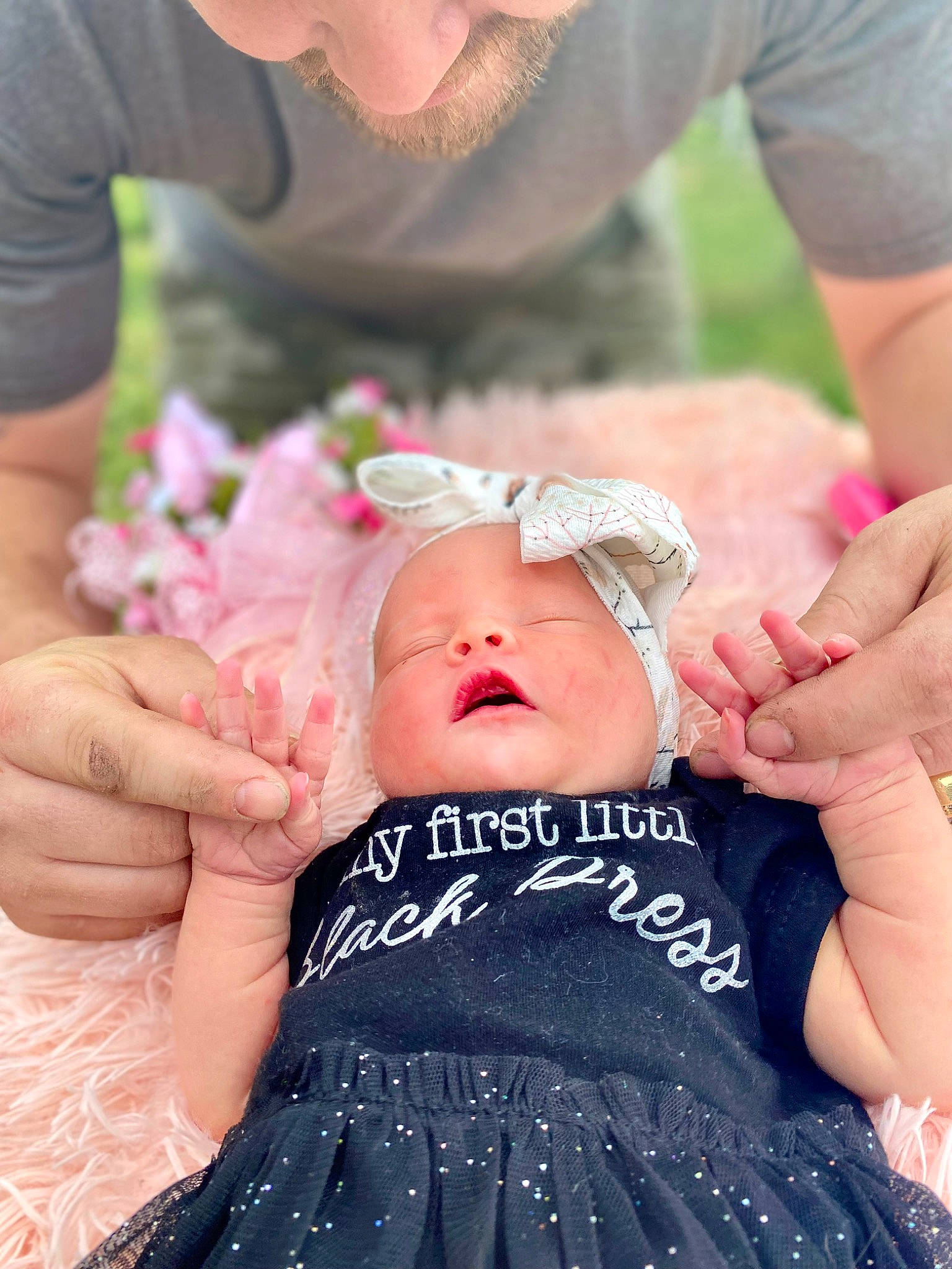 Chandler joined the competition — help win amazing prizes! baby, baby_toddler_clothing, child, clothing, eyelash, finger, fun, gesture, grass, hand, happy, hat, headband, nail, pattern, person, pink, plant, purple, skin