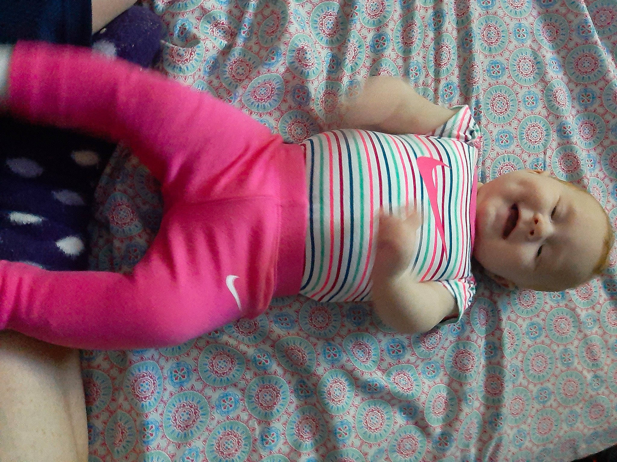 Waylynn joined the competition — help win amazing prizes! arm, baby, baby_toddler_clothing, comfort, elbow, finger, fun, human_leg, joint, knee, leg, pattern, person, pink, sitting, sleeve, sock, t_shirt, thigh, toddler