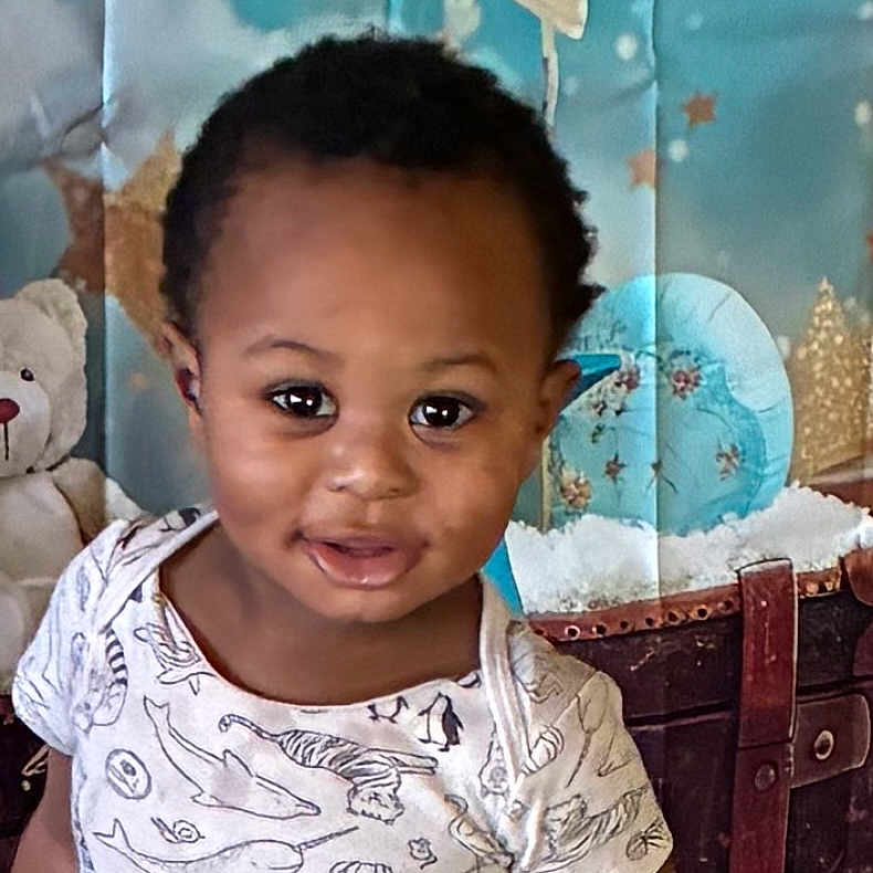 Kingston joined the competition — help win amazing prizes! toddler, child, smiling, face, eyes, short_hair, shirt, animal_print, indoor, toy, teddy_bear, background, decorations, portrait, cute, happy, baby, person, young_child, expression