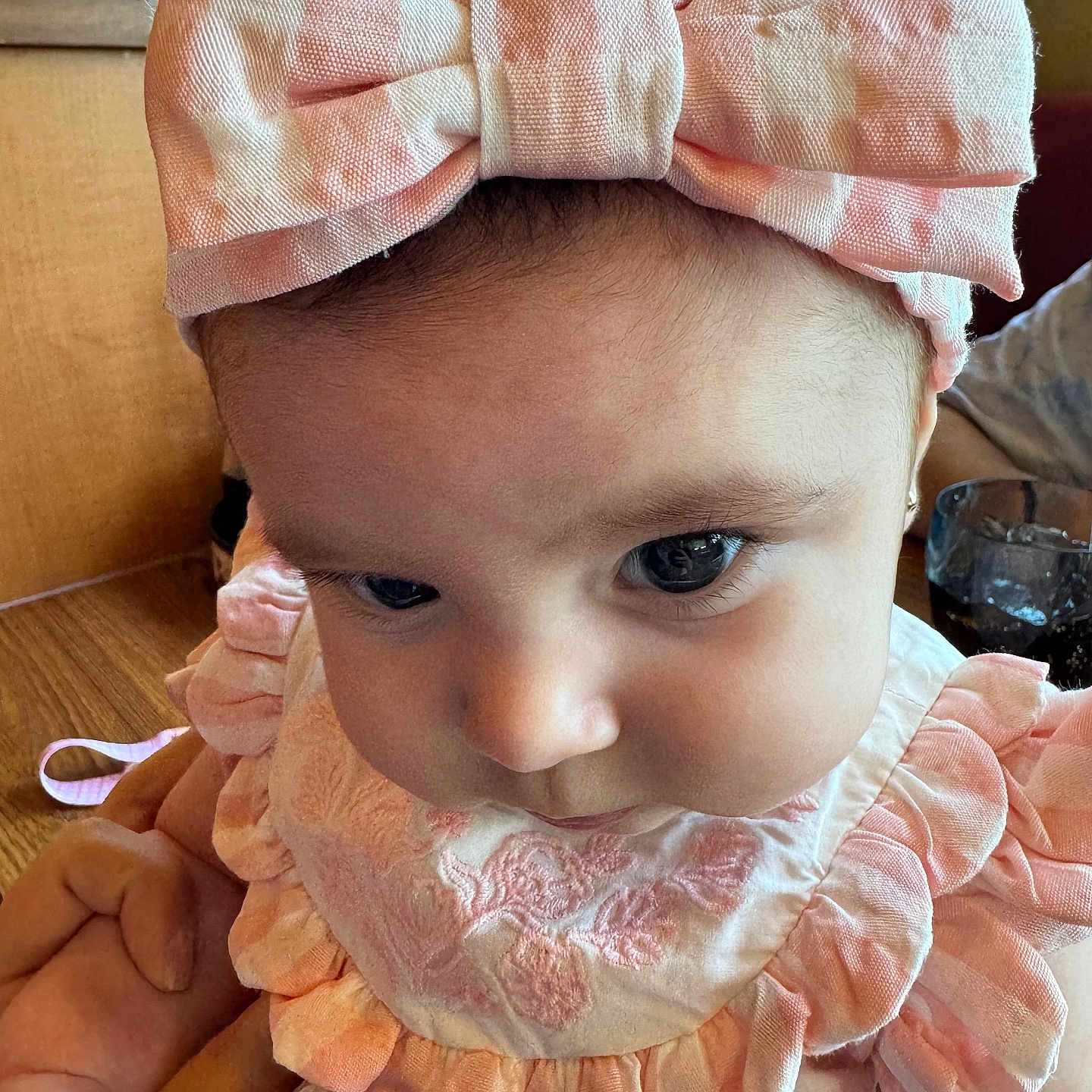 Lana is registered to the contest to win money with this photo: accessories, baby, bonnet, clothing, costume, cup, dress, face, formalwear, happy, hat, head, headband, jewelry, necklace, person, photography, portrait, scarf, smile