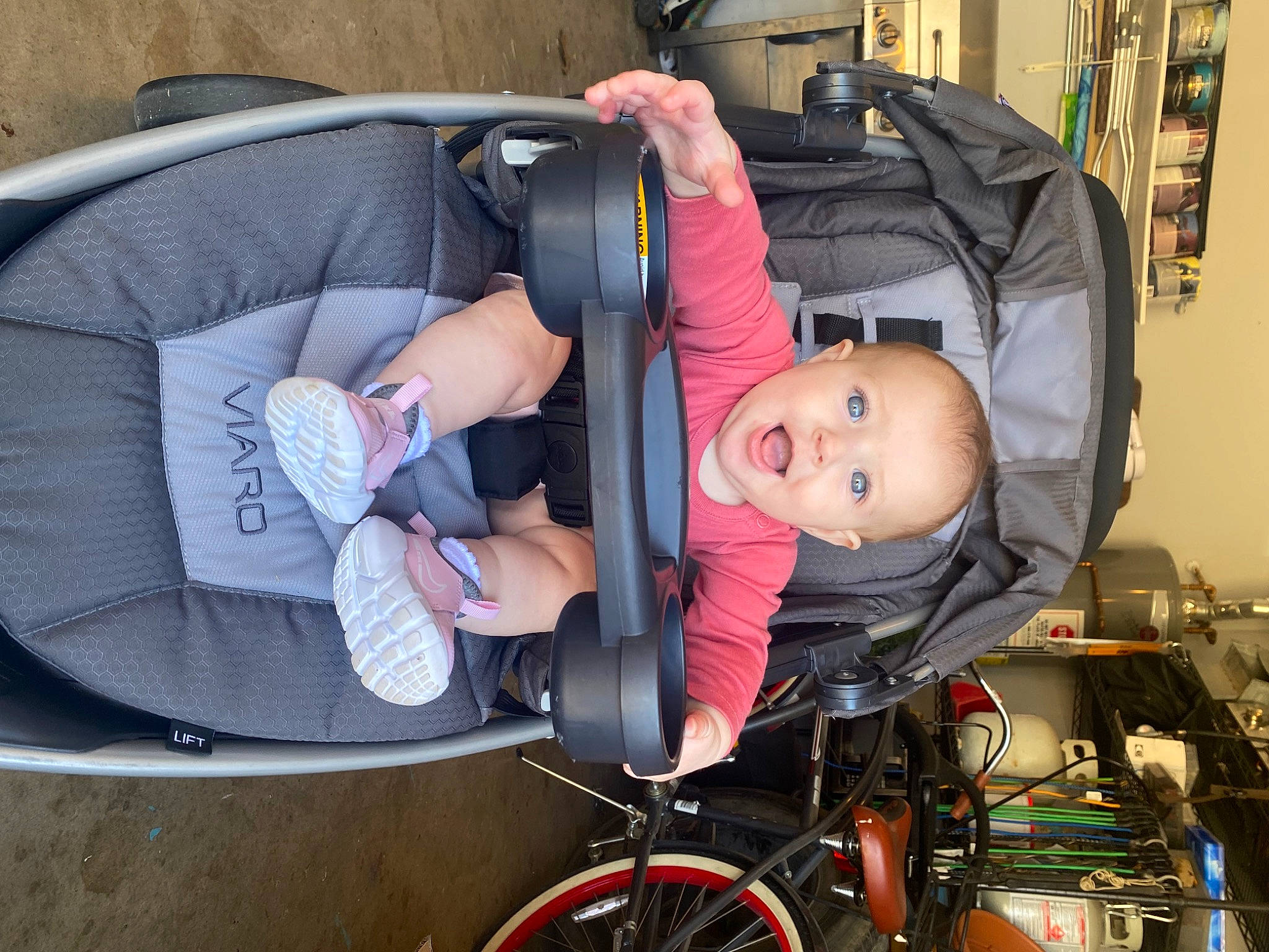 Harper joined the competition — help win amazing prizes! auto_part, baby, baby_carriage, baby_products, baby_safety, baby_toddler_clothing, bag, bicycle, bicycle_tire, car_seat, child, comfort, fun, lap, person, service, sitting, smile, surprise, tire