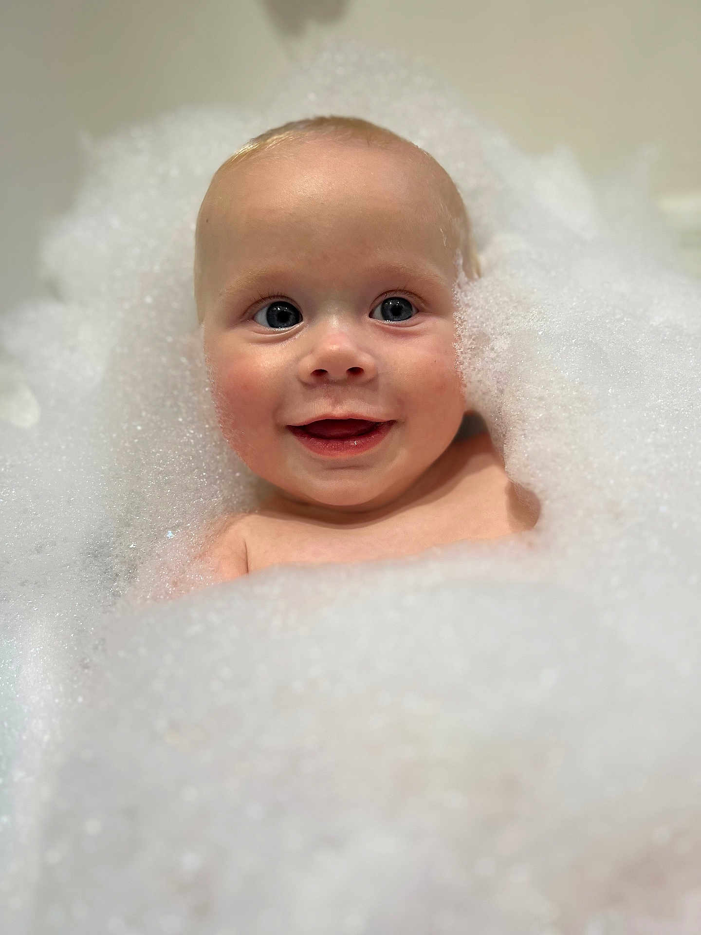 Jesse joined the competition — help win amazing prizes! baby, bath, bubbles, foam, smile, face, child, cute, water, skin, eyes, happy, clean, infant, portrait, closeup, childhood, playful, tub, relaxation