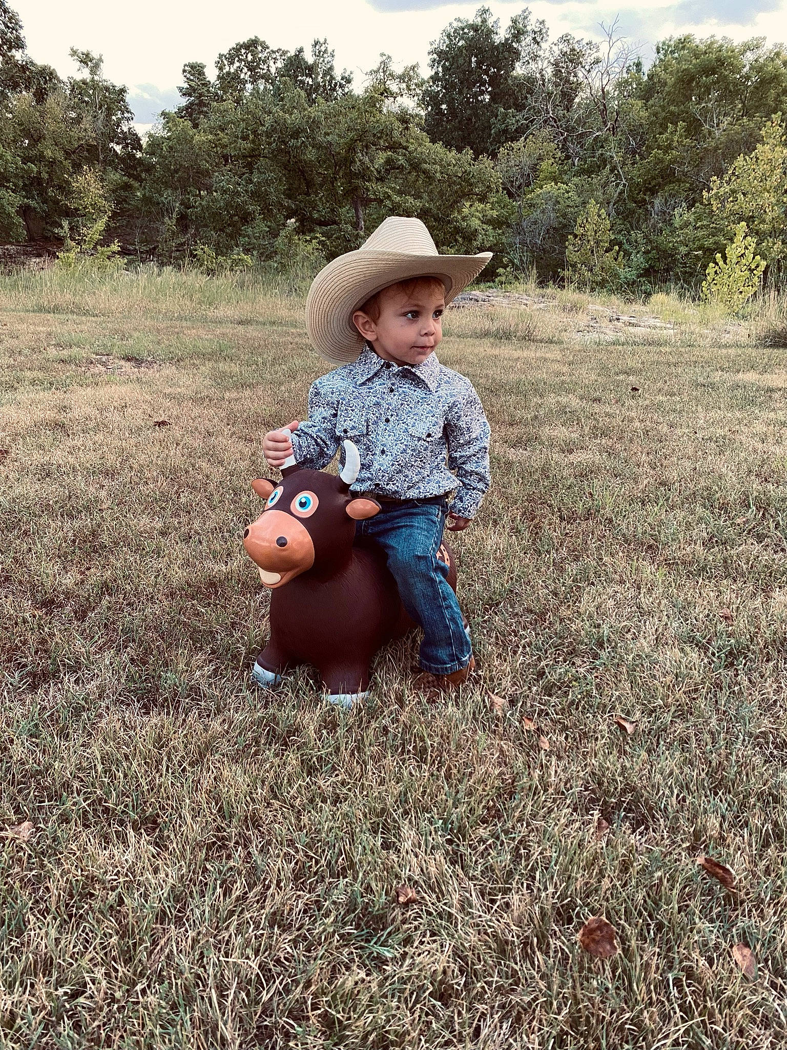 Legend is registered to the contest to win money with this photo: agriculture, cloud, cowboy_hat, grass, grass_family, grassland, happy, hat, headgear, jeans, landscape, meadow, natural_landscape, people_in_nature, person, plant, prairie, sky, sun_hat, toddler
