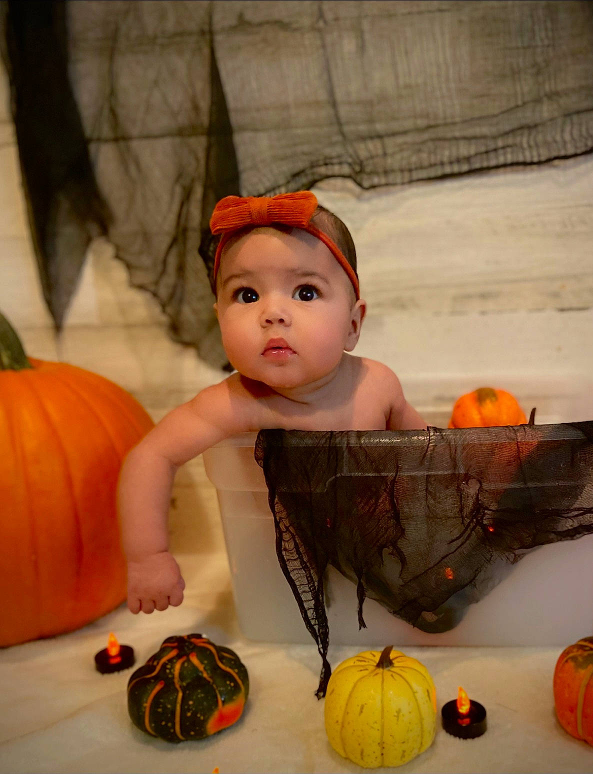 Rosalia joined the competition — help win amazing prizes! baby_toddler_clothing, calabaza, cap, child, cucurbita, flooring, gourd, grey, headwear, local_food, natural_foods, orange, people, person, pumpkin, squash, toddler, vegetable, whole_food, winter_squash