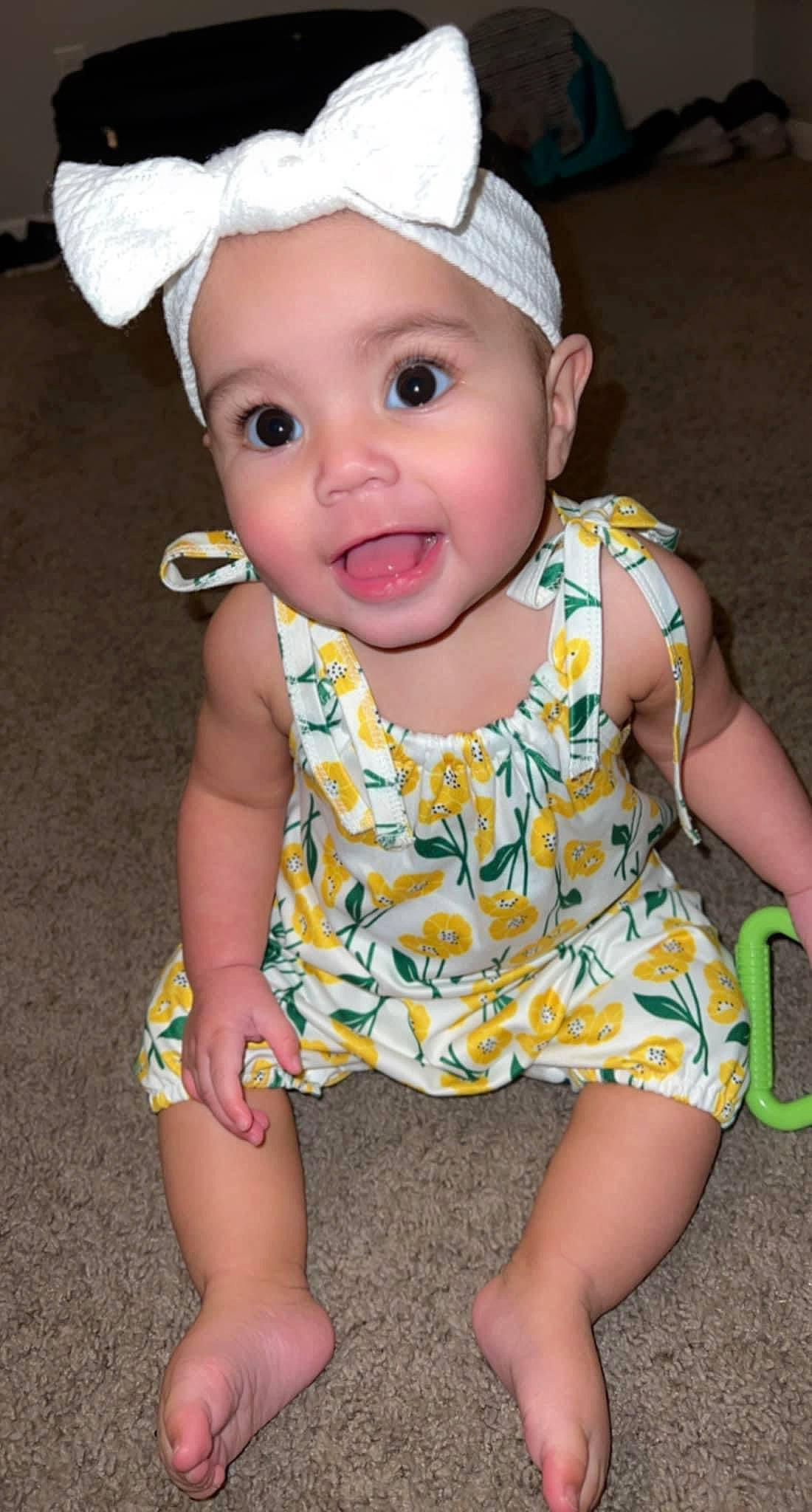 Rosalia joined the competition — help win amazing prizes! baby, baby_toddler_clothing, cap, cheek, child, dress, eye, facial_expression, fun, grass, happy, head, headwear, iris, organ, person, photograph, pink, skin, sleeve