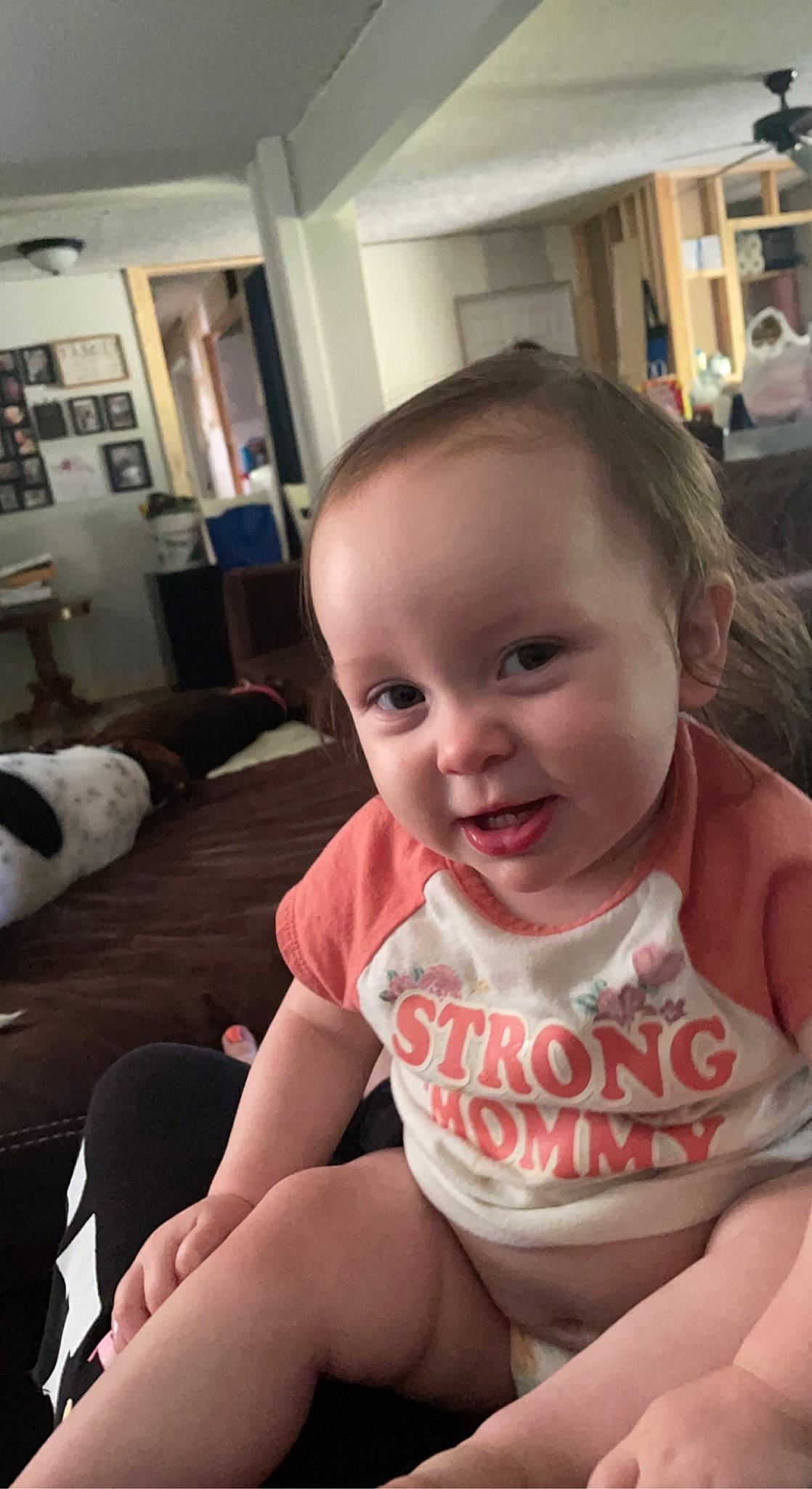 Orabella is registered to the contest to win money with this photo: baby_toddler_clothing, cheek, chin, facial_expression, hair, hand, head, human_body, joint, leg, lip, mammal, mouth, muscle, neck, person, shoulder, skin, smile, standing