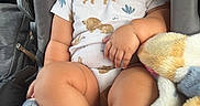 Presley is registered to the contest to win money with this photo: baby, blanket, car, car_seat, child, comfort, cute, foot, hand, infant, interior, legs, onesie, peaceful, portrait, resting, seatbelt, sleeping, soft, young
