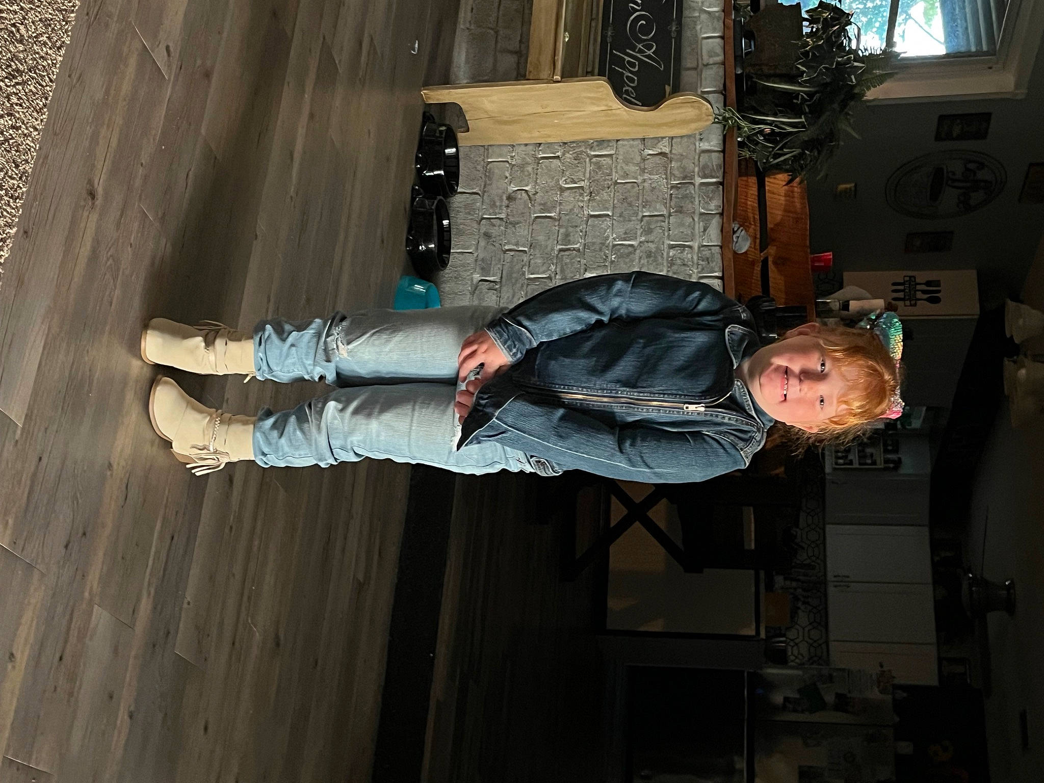 Adalynn is registered to the contest to win money with this photo: building, engineering, flooring, fun, hardwood, human_leg, joy, machine, pedestrian, person, smile, wood, wood_flooring, wood_stain