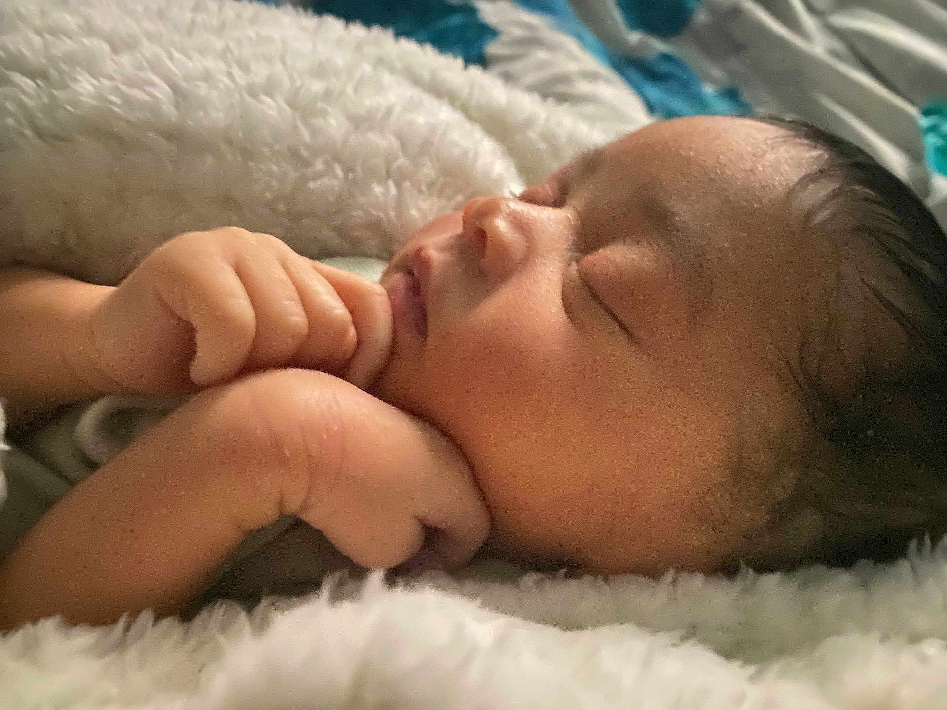 Emerie is registered to the contest to win money with this photo: baby, sleeping, newborn, hands, face, blanket, soft, closeup, peaceful, infant, cute, skin, portrait, rest, cozy, warm, child, young, toddler, bed