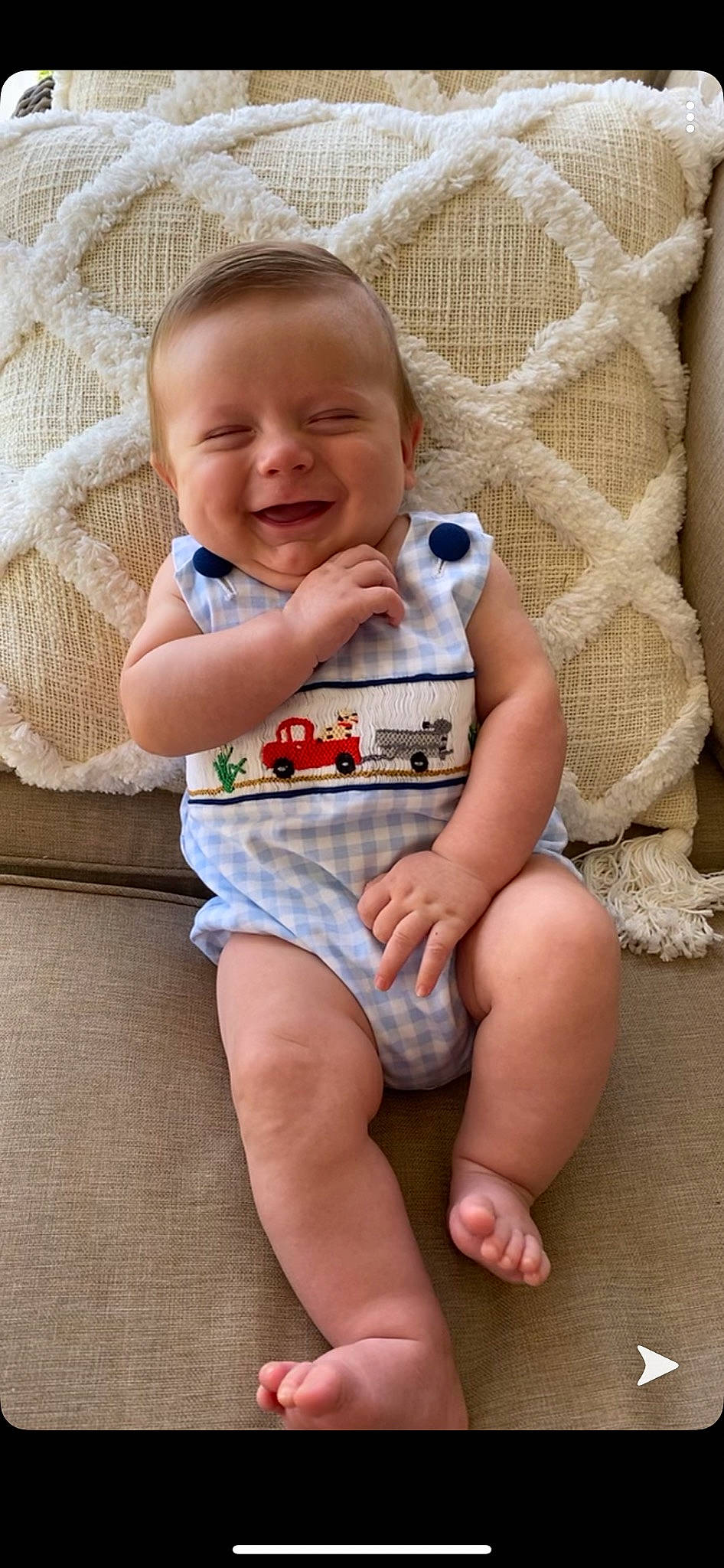 Kolt is registered to the contest to win money with this photo: baby, baby_toddler_clothing, cheek, child, chin, comfort, eye, face, facial_expression, finger, fun, hairstyle, happy, head, joy, lap, person, skin, smile, stomach