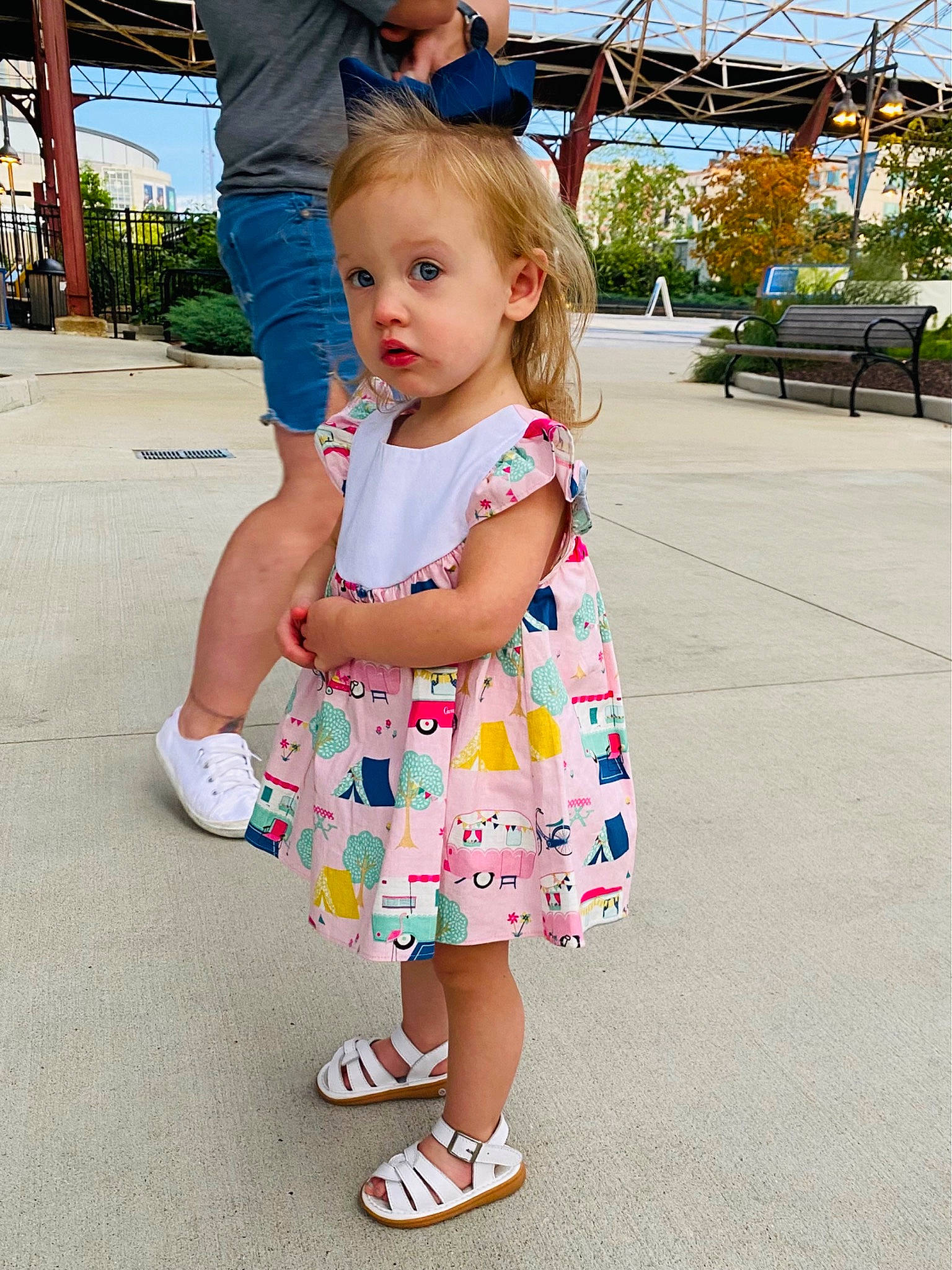 Maisyn is registered to the contest to win money with this photo: baby_toddler_clothing, child, dress, footwear, fun, hairstyle, happy, hat, leg, leisure, person, plant, shoe, sneakers, standing, street_fashion, summer, surprise, t_shirt, toddler