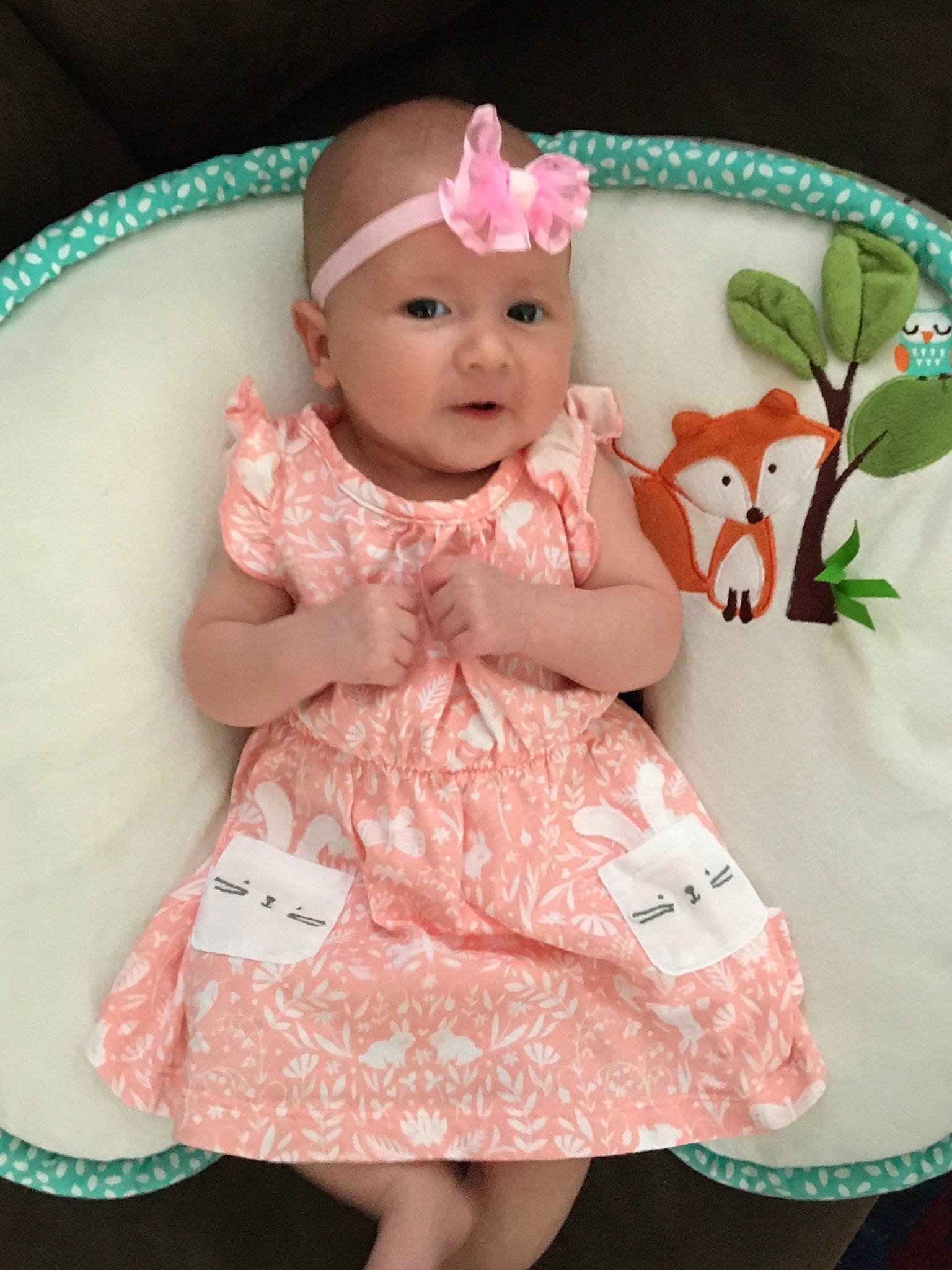 September joined the competition — help win amazing prizes! baby, baby_toddler_clothing, cap, cheek, child, costume_hat, dress, embellishment, happy, headgear, headpiece, headwear, magenta, pattern, person, pink, product, skin, sleeve, smile