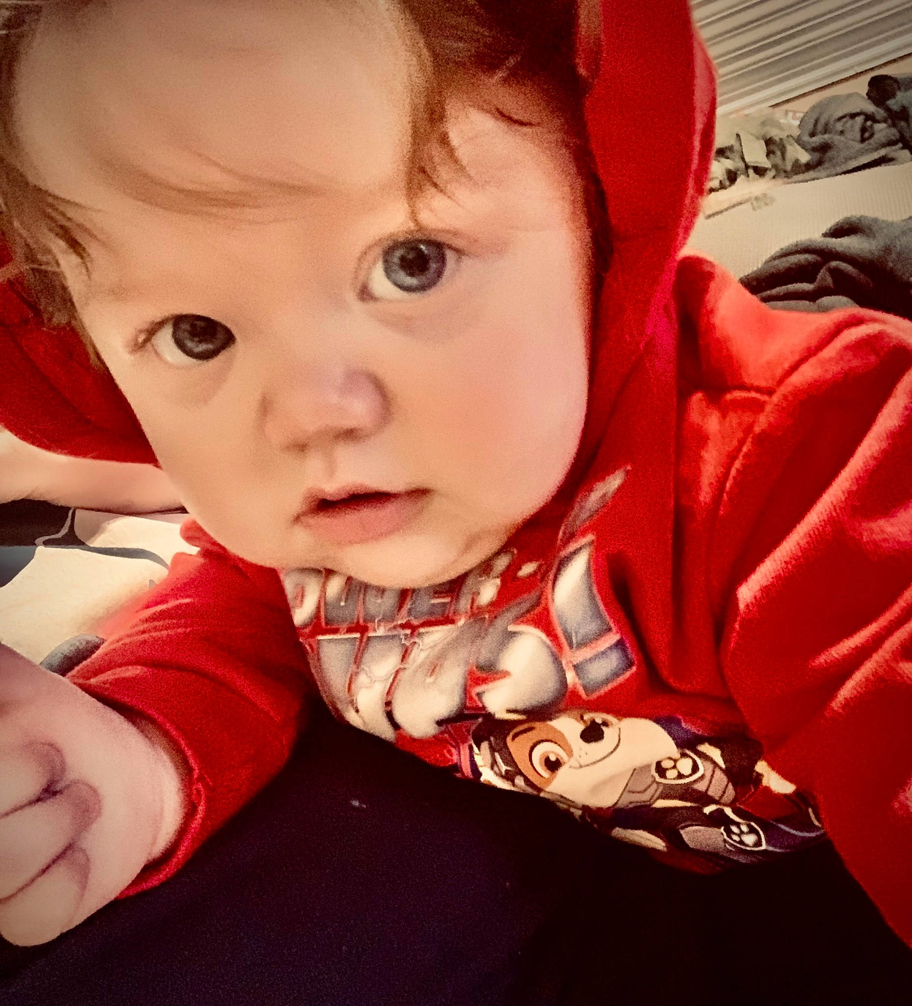 Carson joined the competition — help win amazing prizes! baby_toddler_clothing, cheek, chin, cool, ear, eyebrow, eyelash, facial_expression, finger, gesture, hand, happy, human_body, iris, lip, mouth, nose, outerwear, person, skin