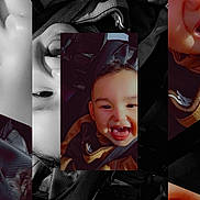 Carinlefty joined the competition — help win amazing prizes! child, toddler, face, smiling, tongue_out, playful, portrait, collage, black_and_white, color, car_seat, clothing, young_child, happy, expression, closeup, cute, baby, seatbelt, indoors