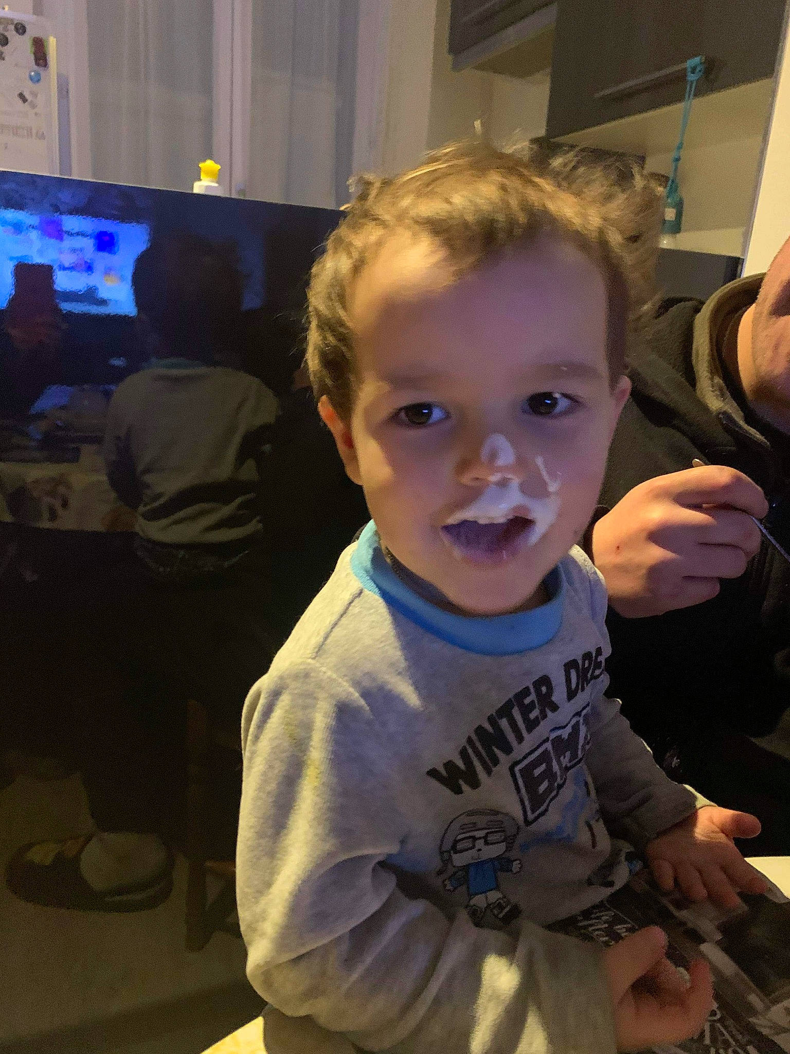 Enzo participe au concours pour gagner de l'argent avec cette photo : baby, cheek, child, face, fun, hairstyle, head, person, smile, space, toddler