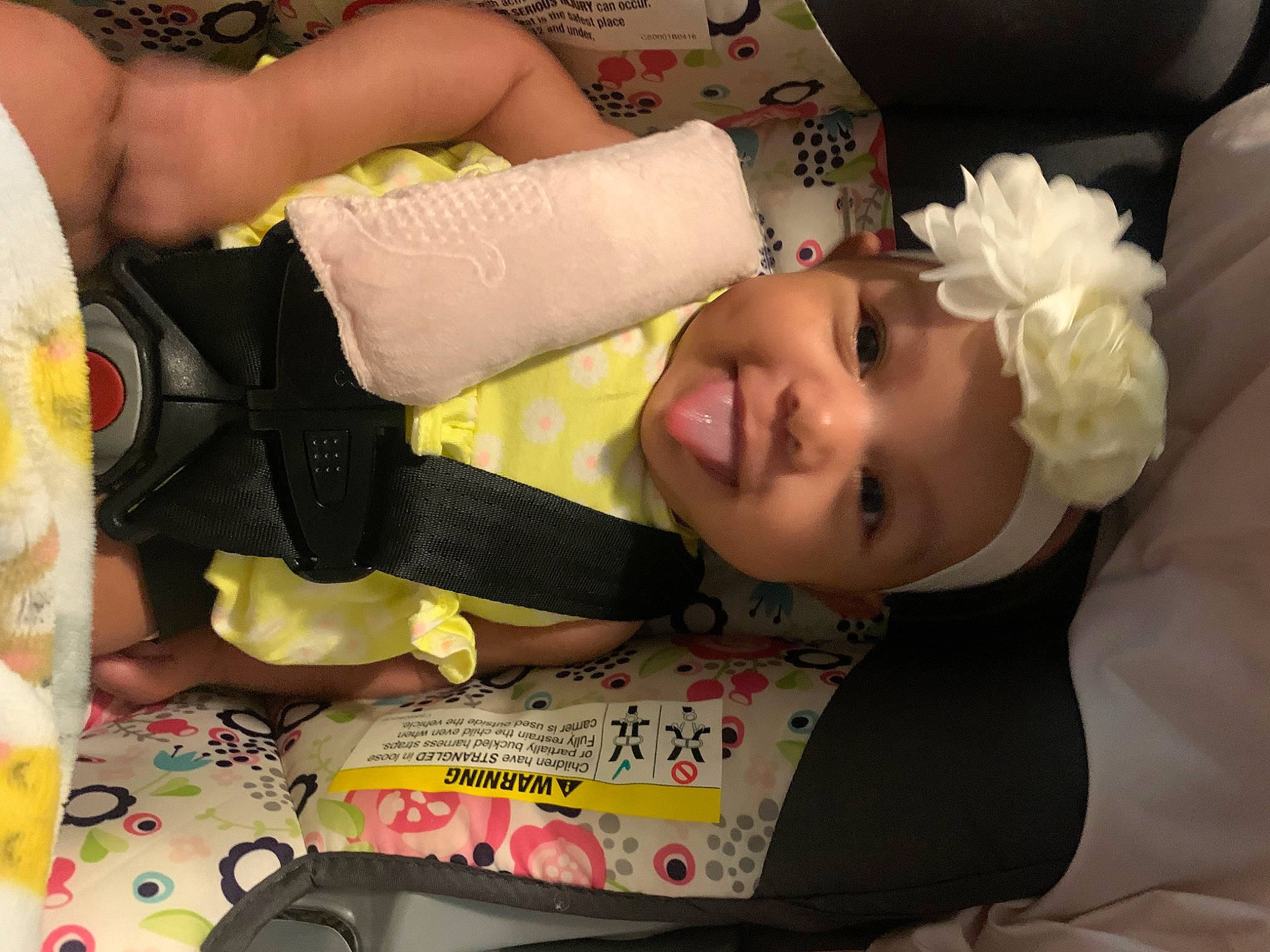 Zhavia is registered to the contest to win money with this photo: baby, baby_products, cheek, child, comfort, eyelash, finger, fun, hairstyle, happy, headwear, human_leg, linens, mouth, nail, pattern, person, pillow, room, smile