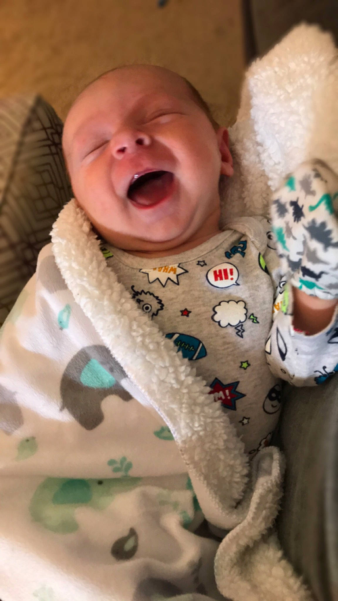 Greysen joined the competition — help win amazing prizes! baby, baby_laughing, birth, cheek, child, facial_expression, laugh, mouth, person, skin, smile, toddler, yawn