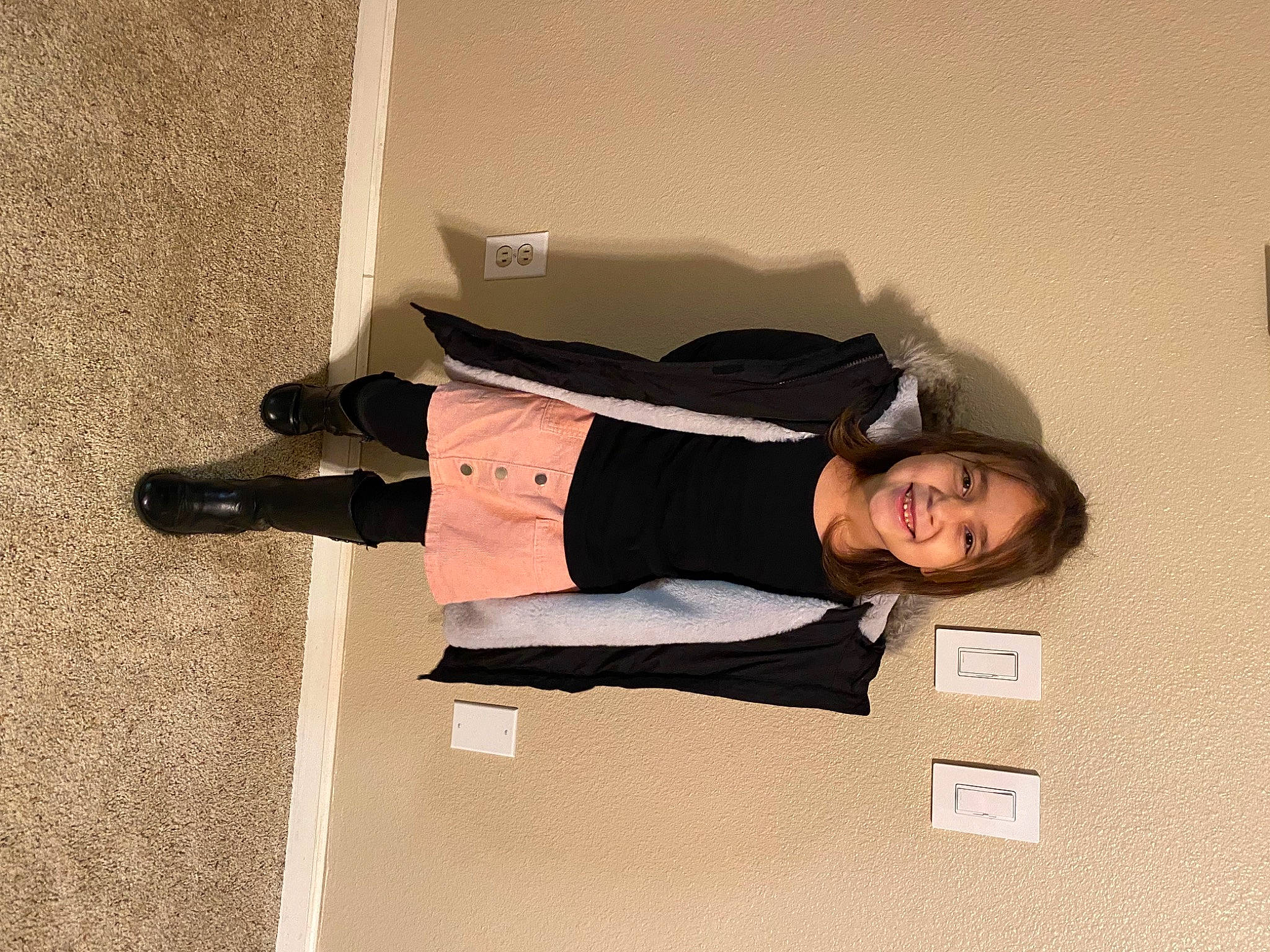 Lizette joined the competition — help win amazing prizes! blazer, collar, comfort, elbow, fashion_design, flooring, hardwood, human_leg, joy, knee, linens, person, room, sitting, sleeve, smile, street_fashion, suit, thigh, waist