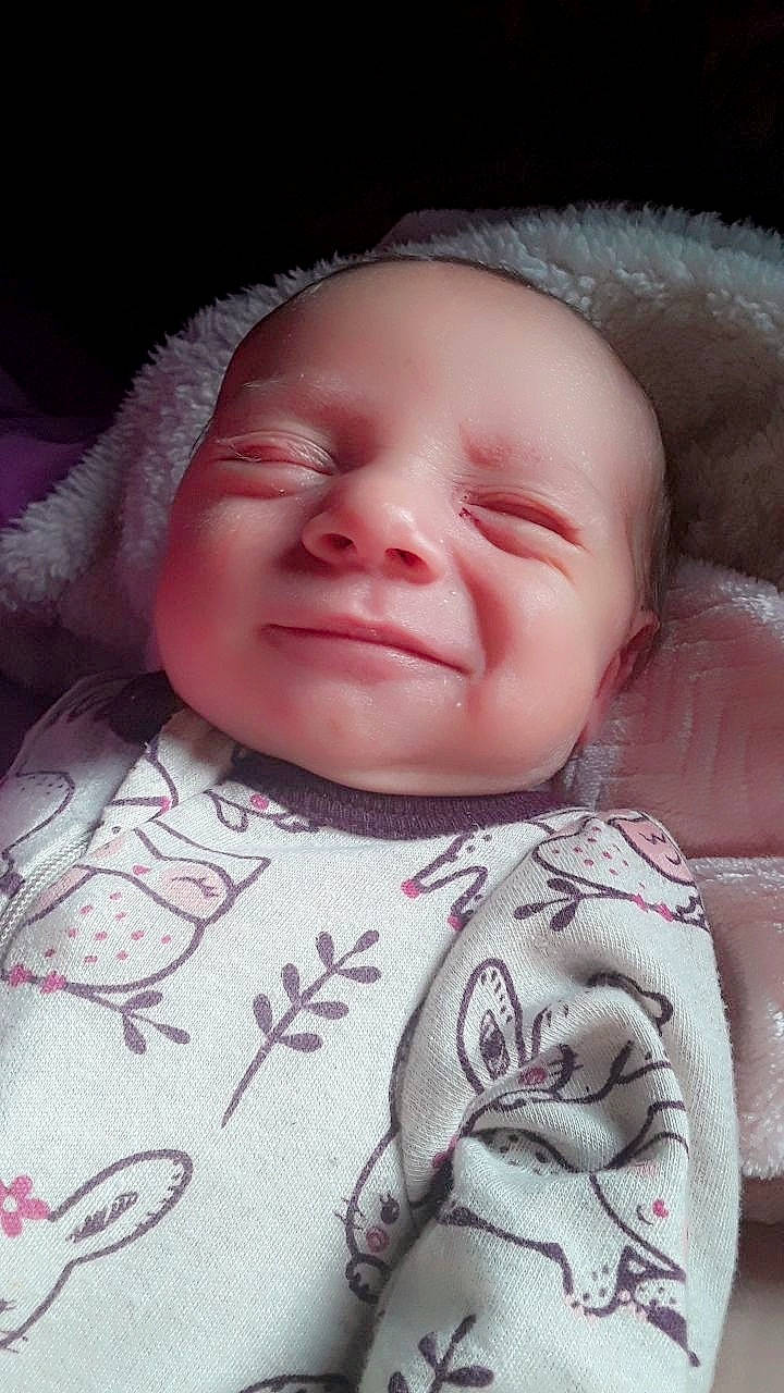 Jolene is registered to the contest to win money with this photo: baby, baby_toddler_clothing, cheek, chin, cool, eye, eyebrow, face, finger, happy, head, lip, mouth, nose, person, pink, skin, sleeve, smile, toddler