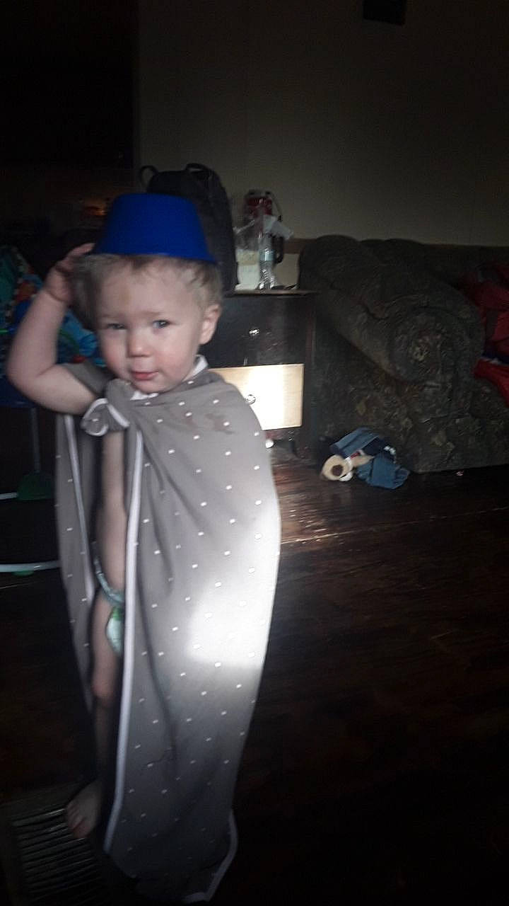 Cole joined the competition — help win amazing prizes! baby, baby_products, child, costume, darkness, event, fashion_accessory, fashion_design, flash_photography, flooring, formal_wear, fun, jewellery, night, pattern, person, room, shoulder, sitting, space