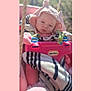 Tru is registered to the contest to win money with this photo: baby, infant, child, swing, seat, blanket, hood, pink, toy, little_tikes, striped_blanket, sunlight, outdoors, portrait, closeup, harness, cute, soft, hat, sitting